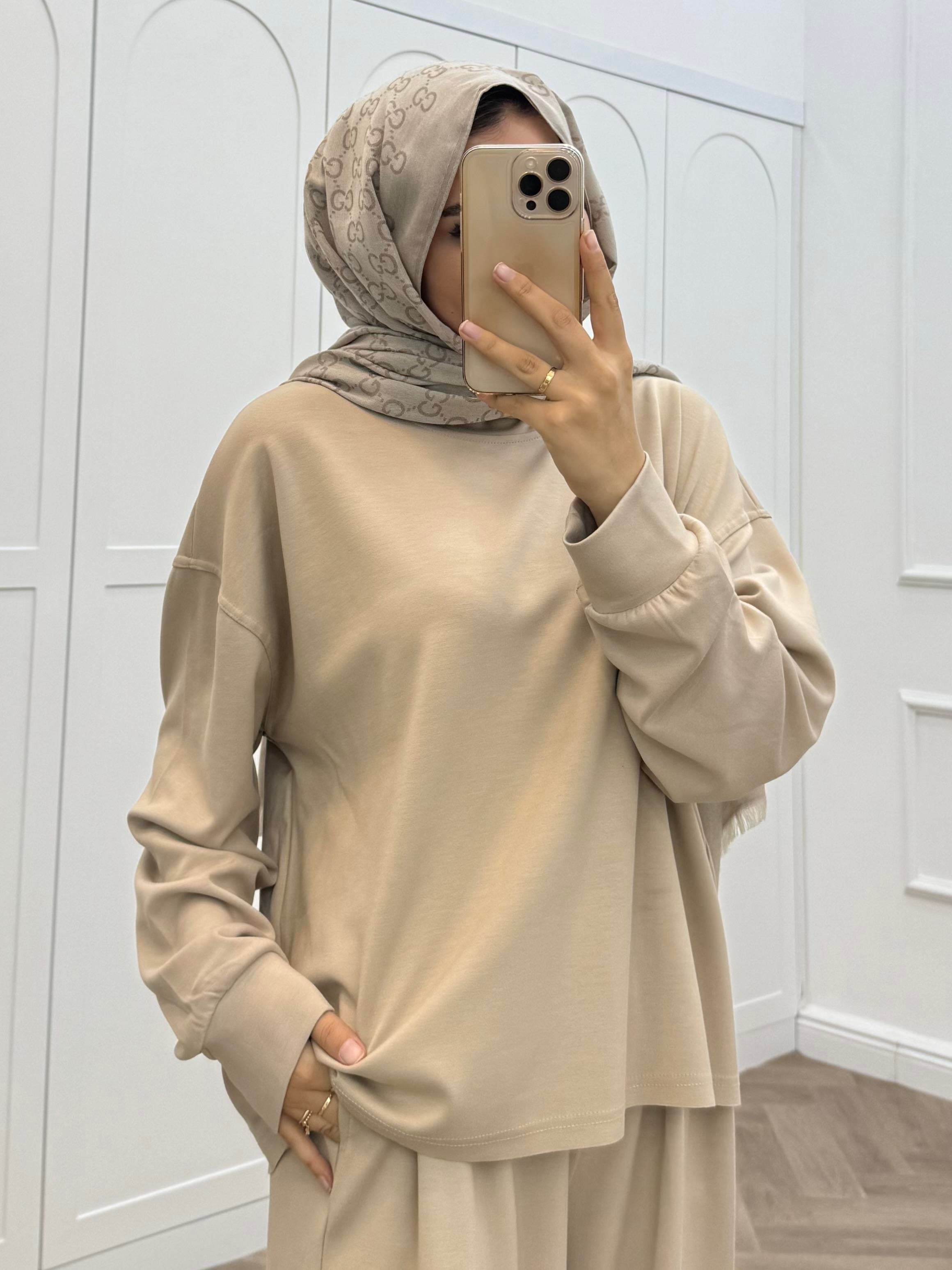 AZRA BASİC PANTOLONLU TAKIM BEJ