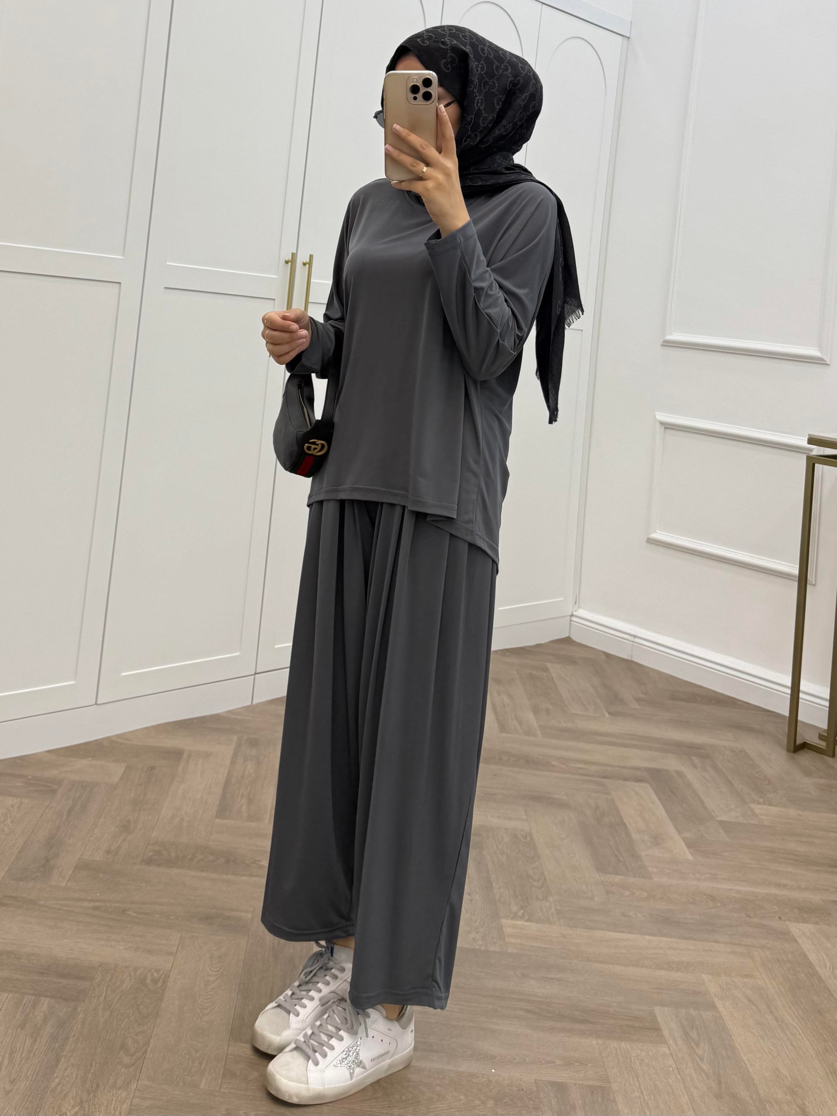 BASİC PANTOLONLU SANDY TAKIM FÜME