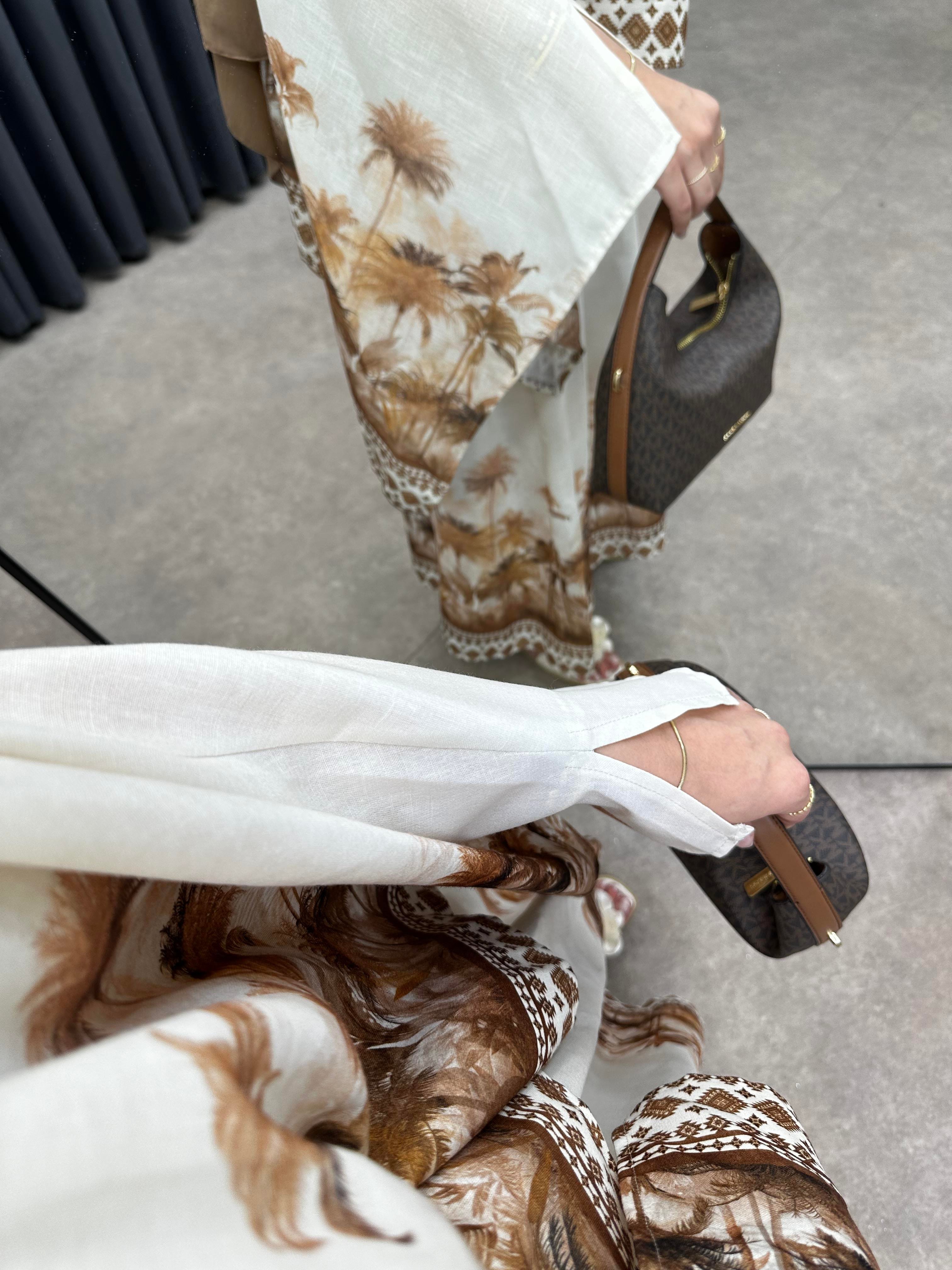 BEACH KETEN ETEKLİ TAKIM KAHVE