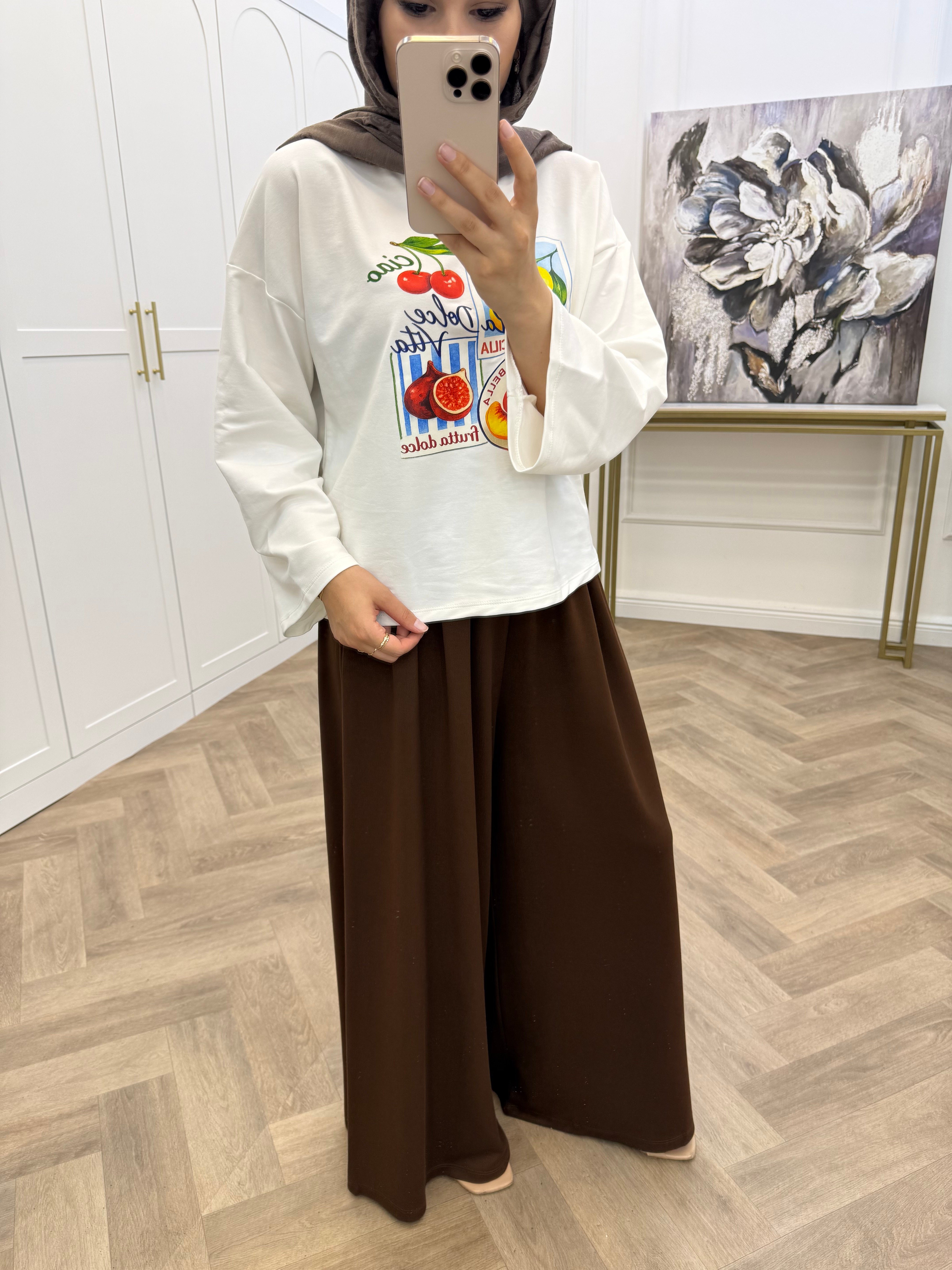 BEL LASTİKLİ OYSHO PANTOLON KAHVE