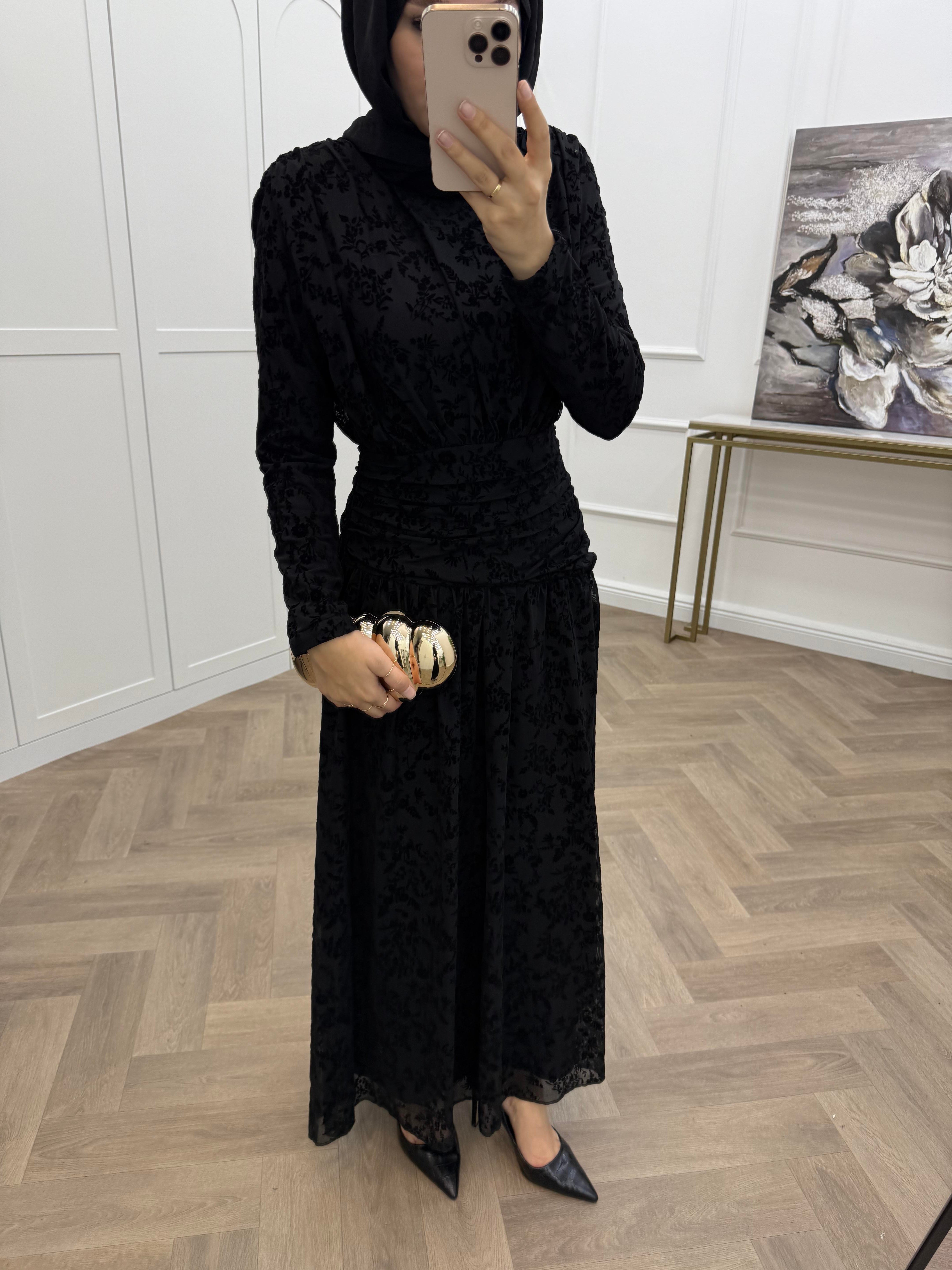 BELLA DANTEL ELBİSE SİYAH