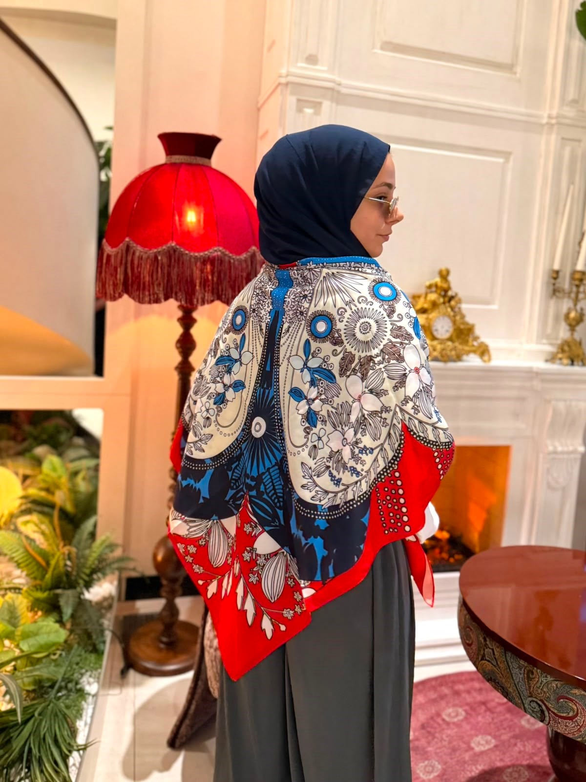BEZEN ETNİK DESEN OMUZ ŞALI KIRMIZI