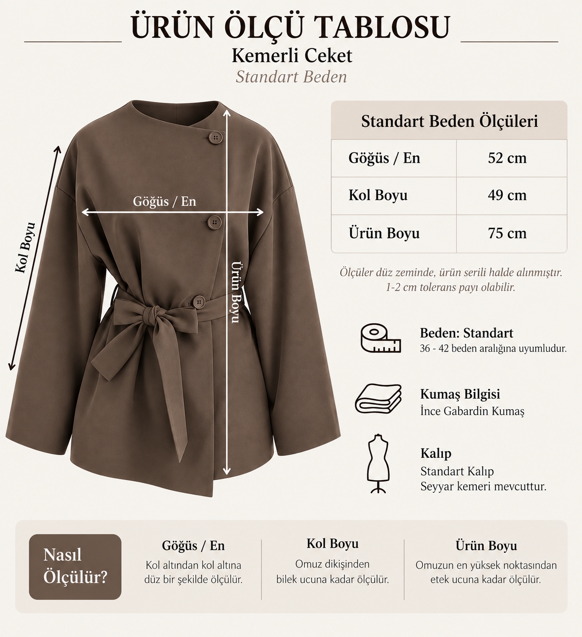 BİSİKLET YAKA YAN DÜĞMELİ KUŞAKLI CEKET MÜRDÜM