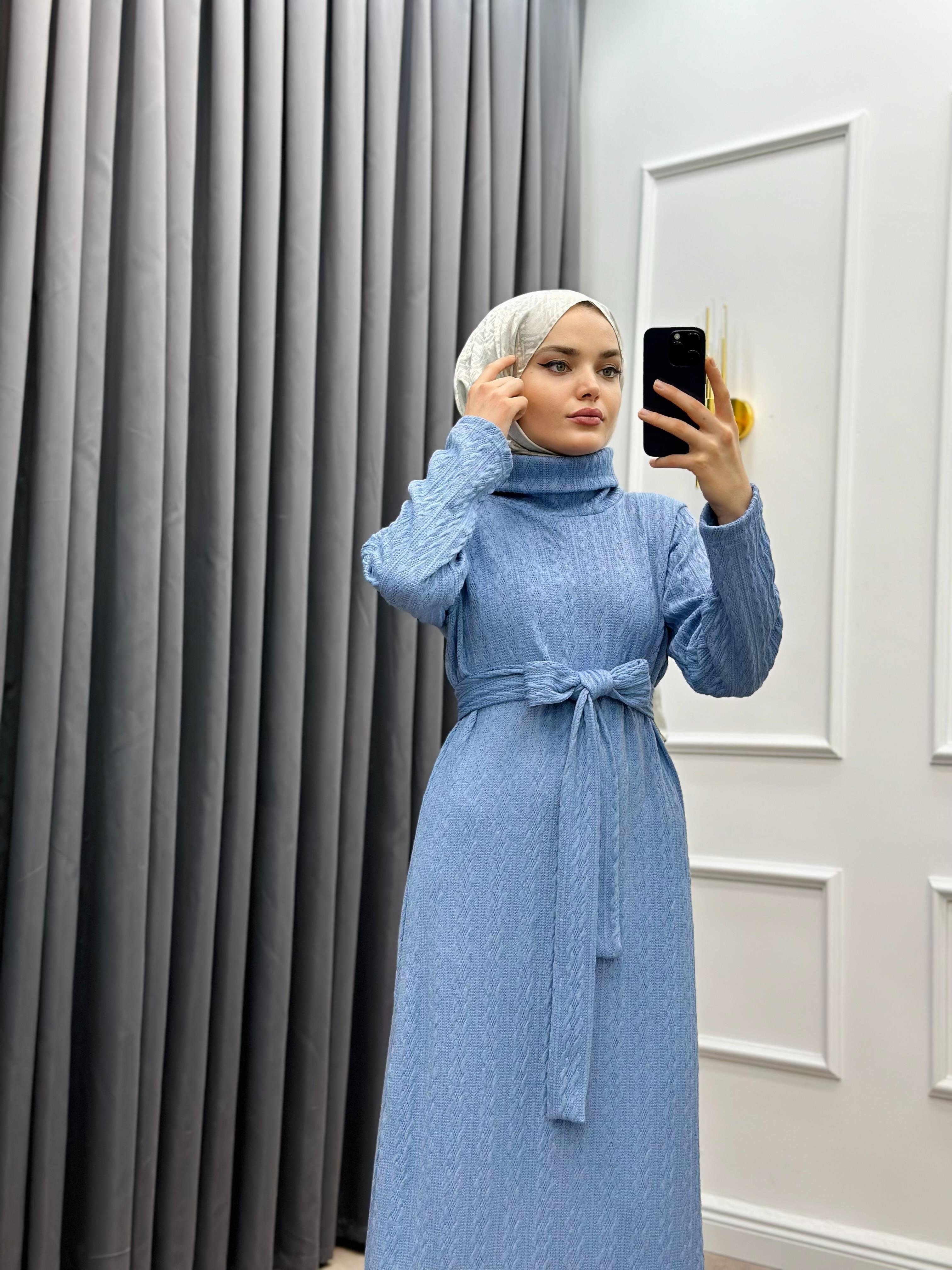 BOĞAZLI ELBİSE BEBE MAVİSİ