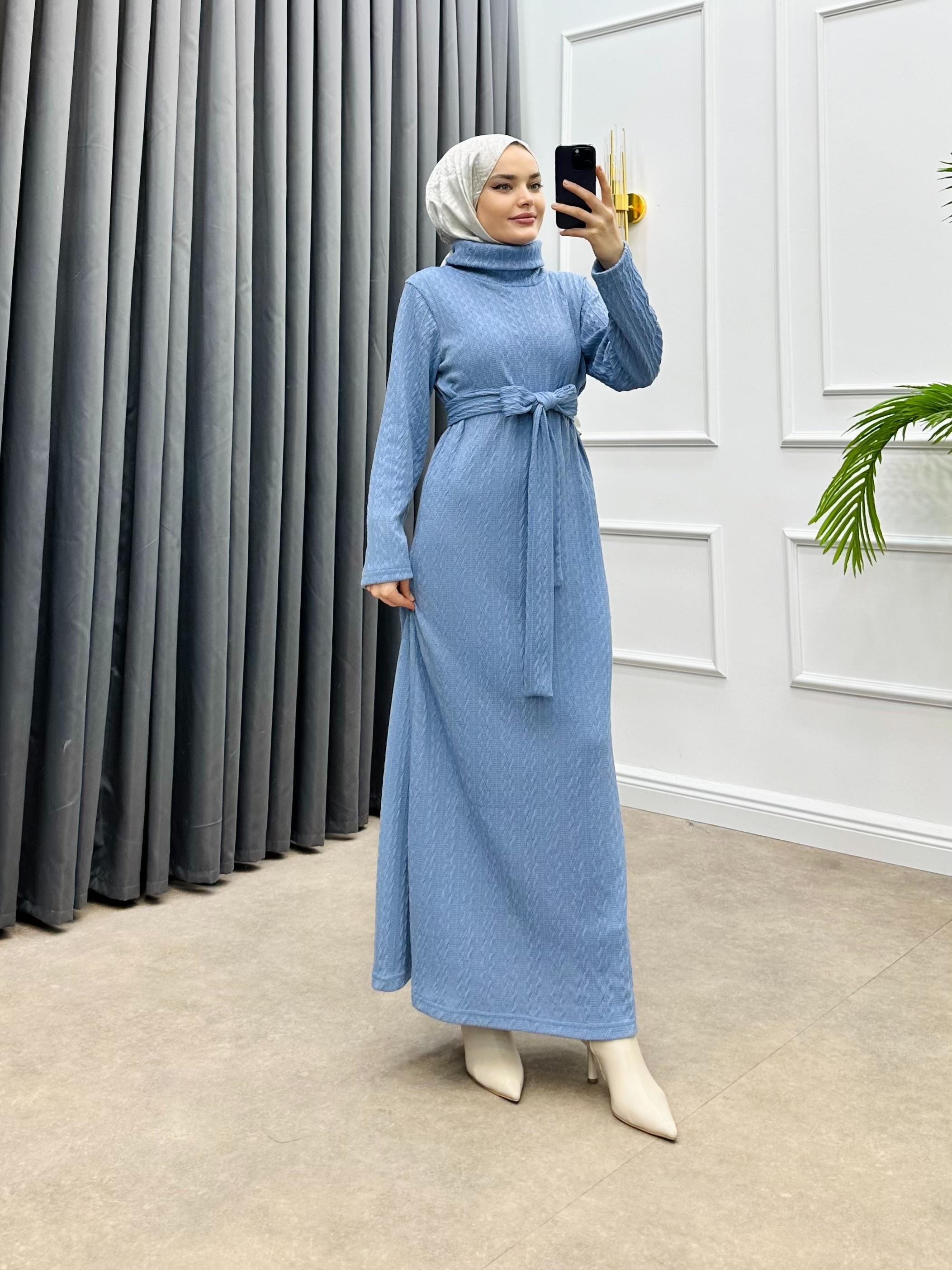 BOĞAZLI ELBİSE BEBE MAVİSİ