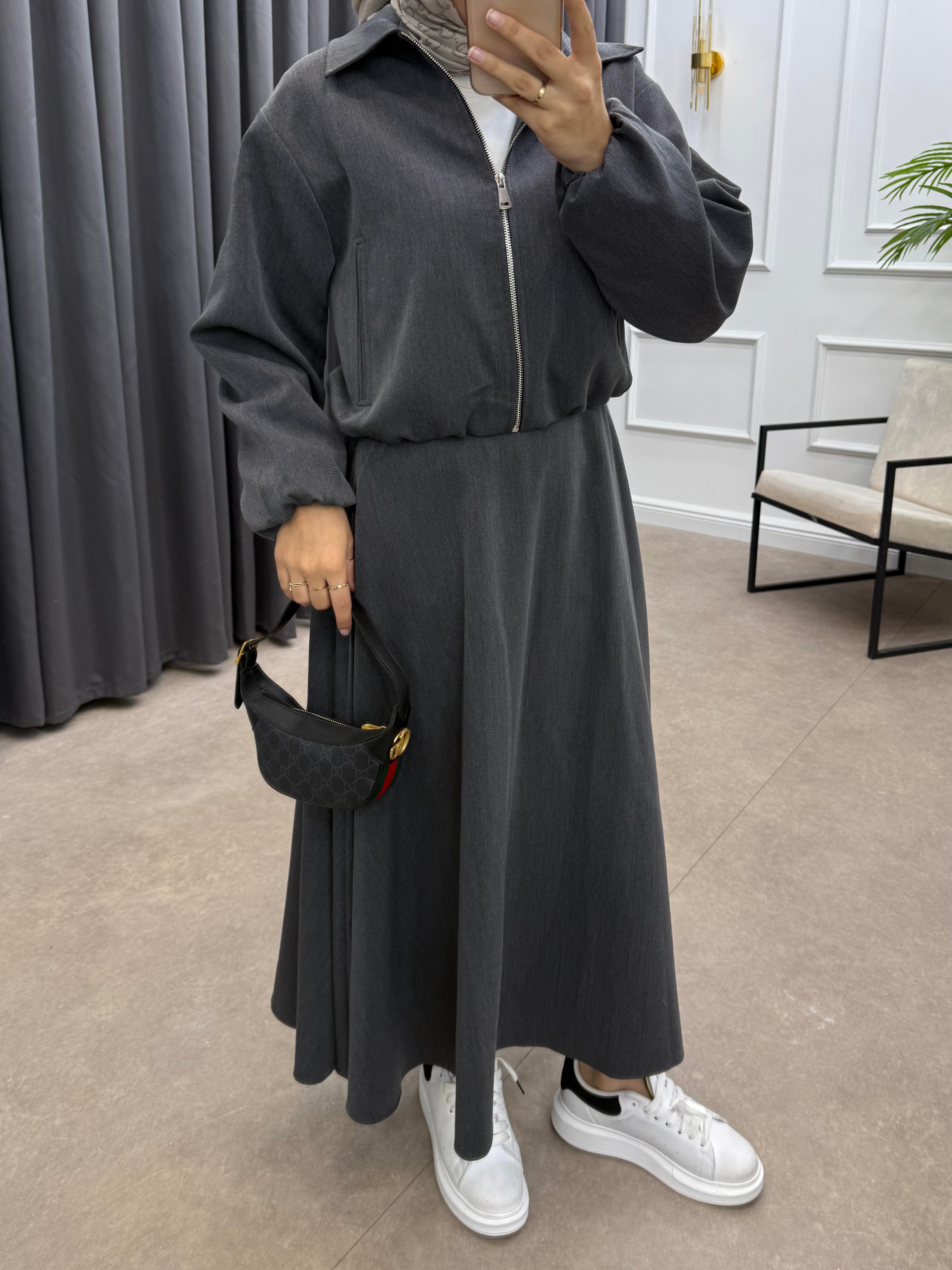 BOMBER CEKETLİ ETEKLİ TAKIM FÜME