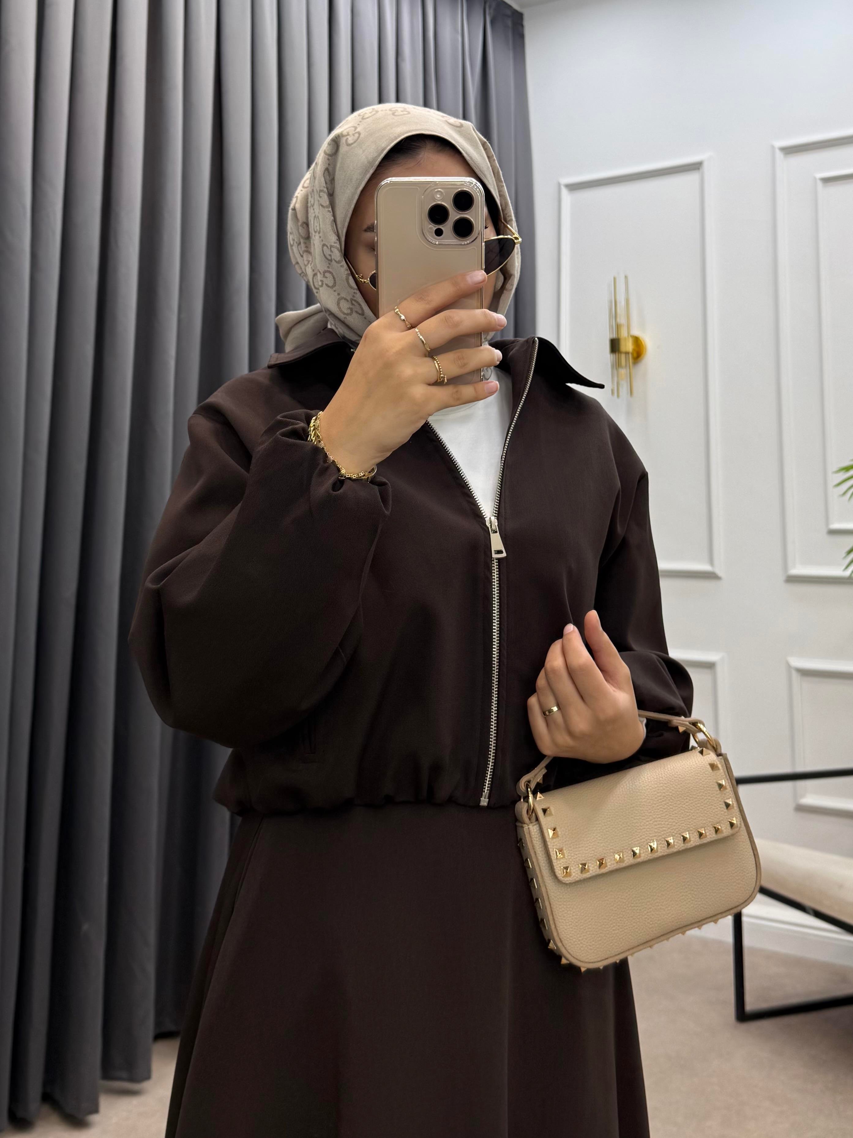 BOMBER CEKETLİ ETEKLİ TAKIM KAHVE