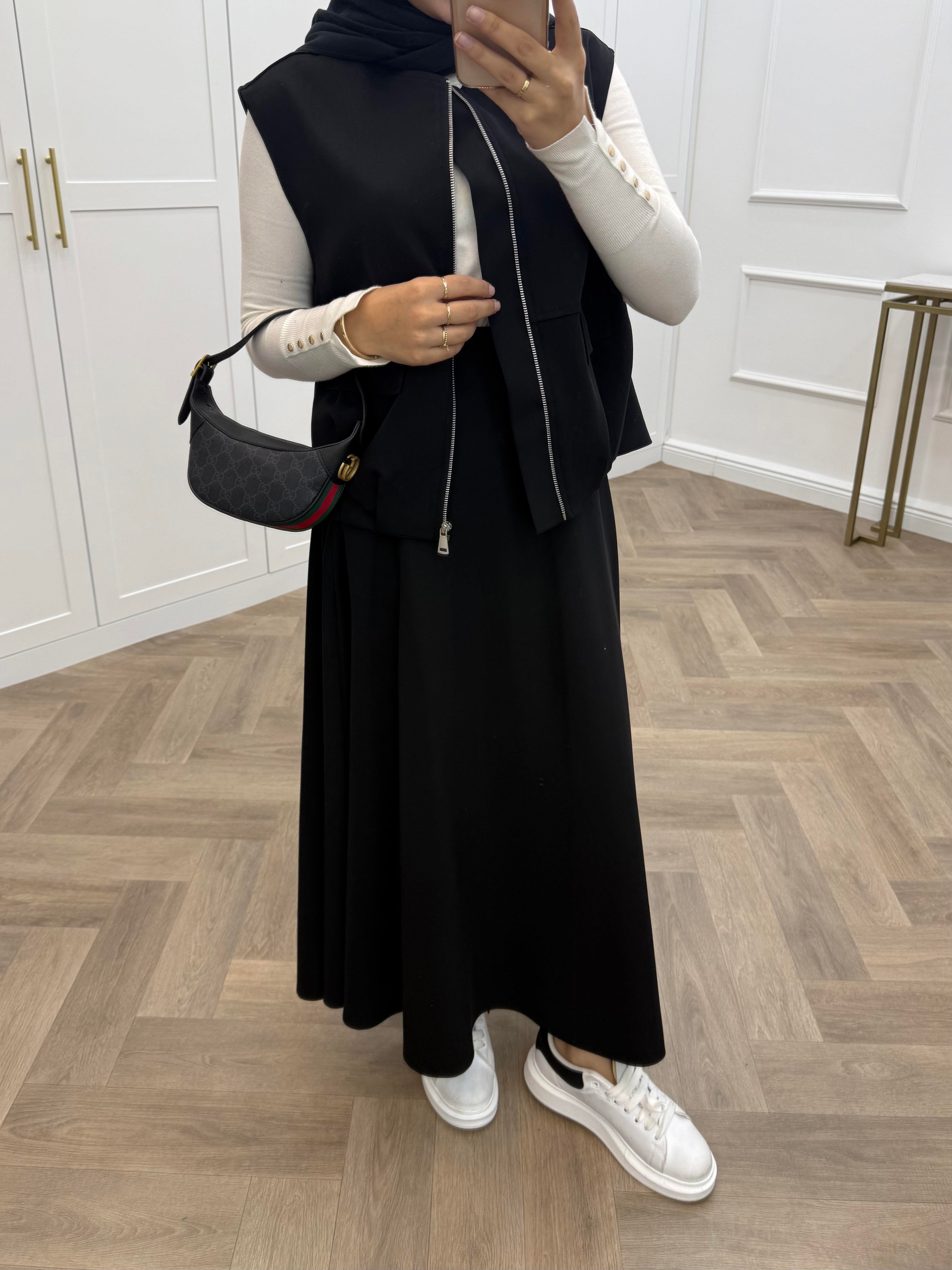 BOMBER YELEKLİ ETEKLİ TAKIM SİYAH