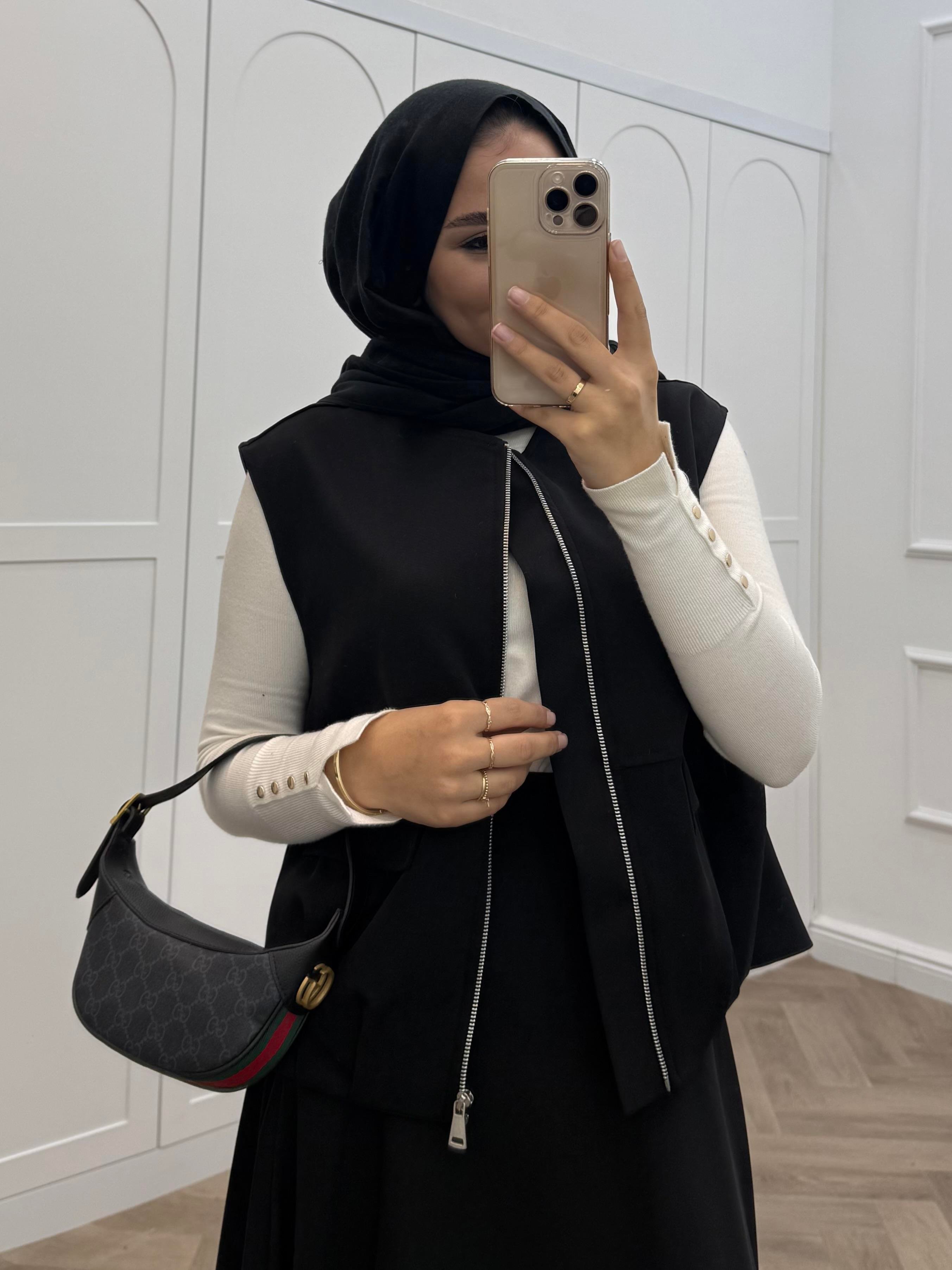 BOMBER YELEKLİ ETEKLİ TAKIM SİYAH