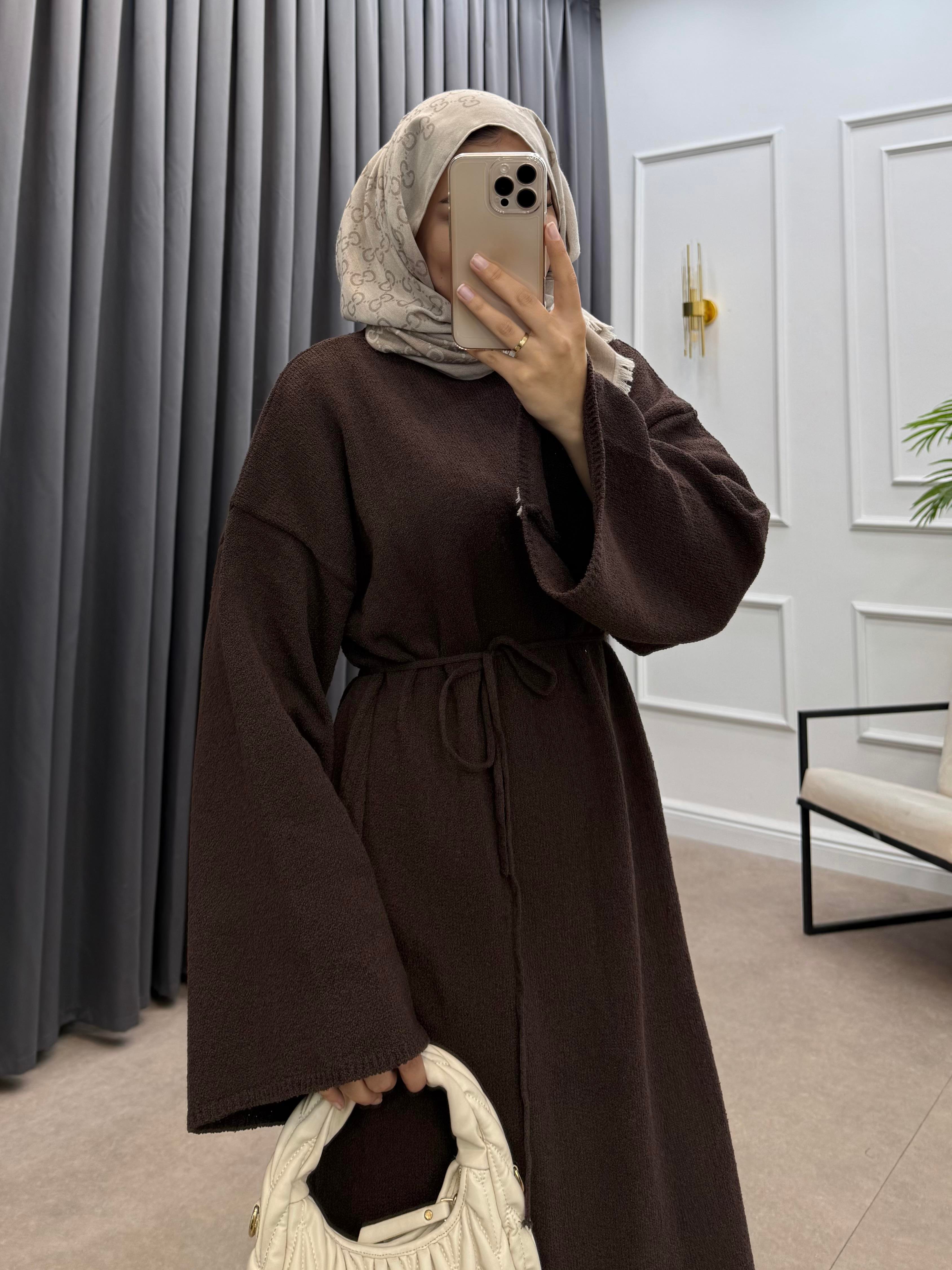 BUKLE TRİKO ELBİSE KAHVE