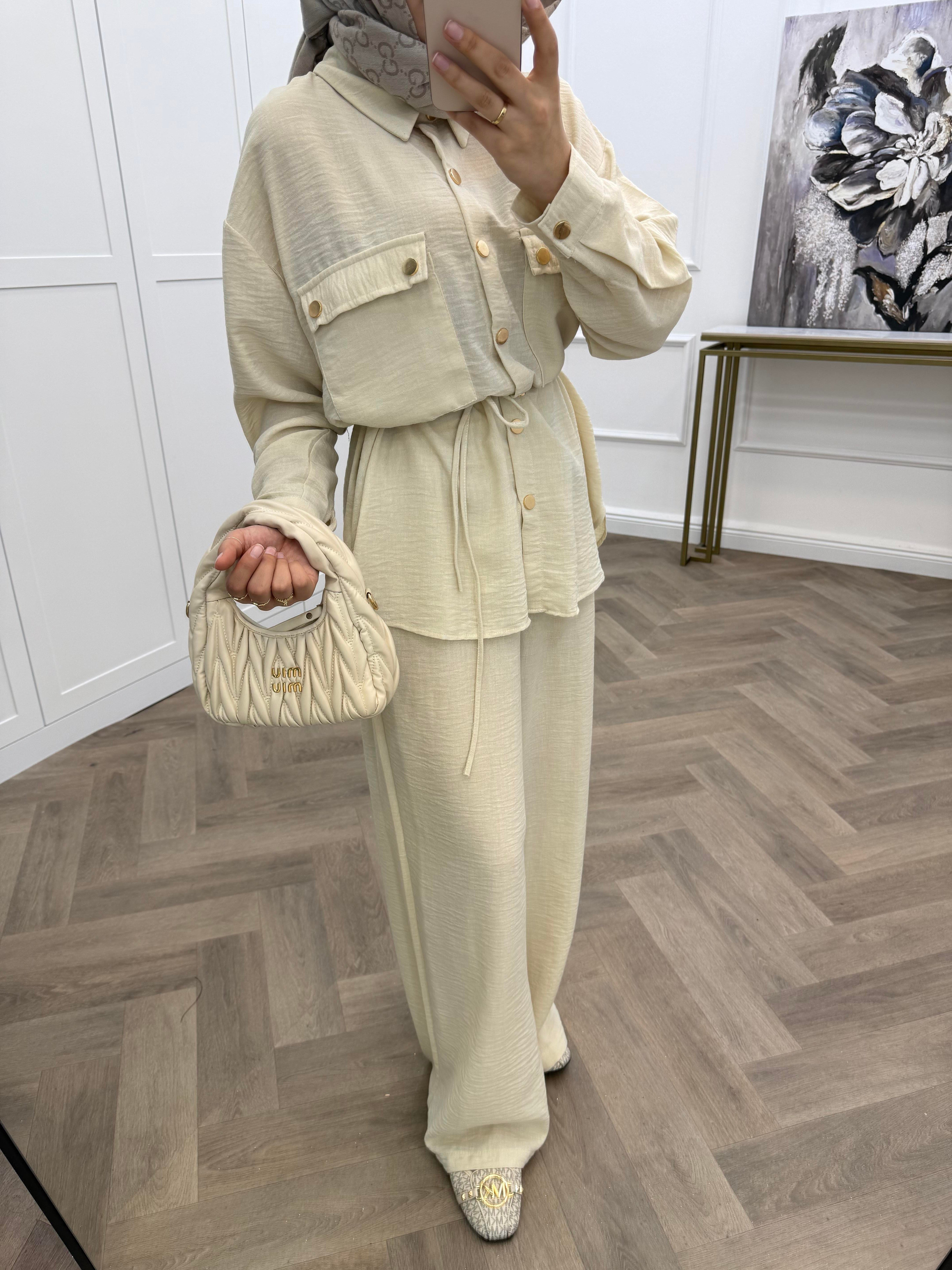 CHANEL PANTOLONLU TAKIM BEJ