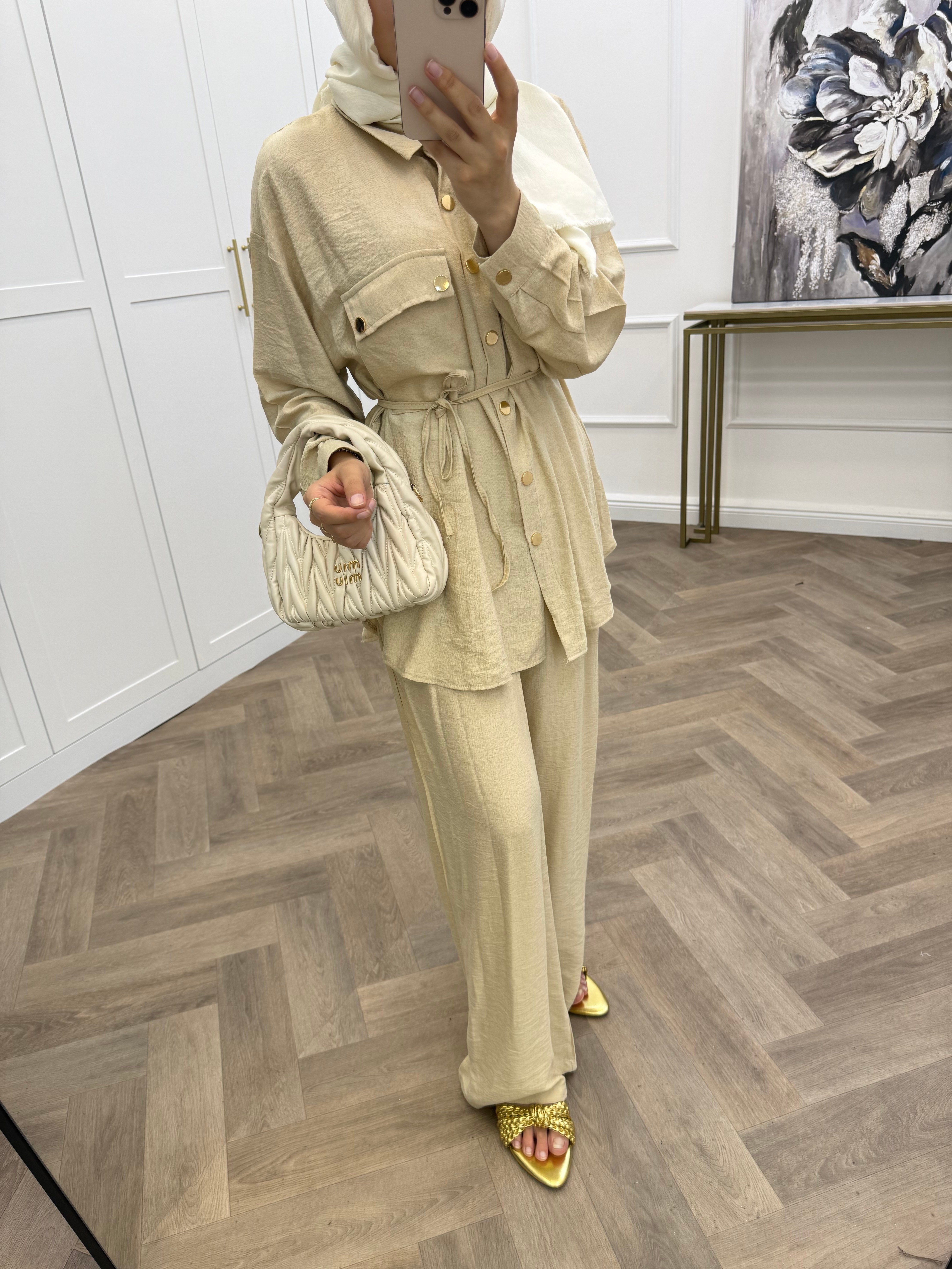 CHANEL PANTOLONLU TAKIM BEJ