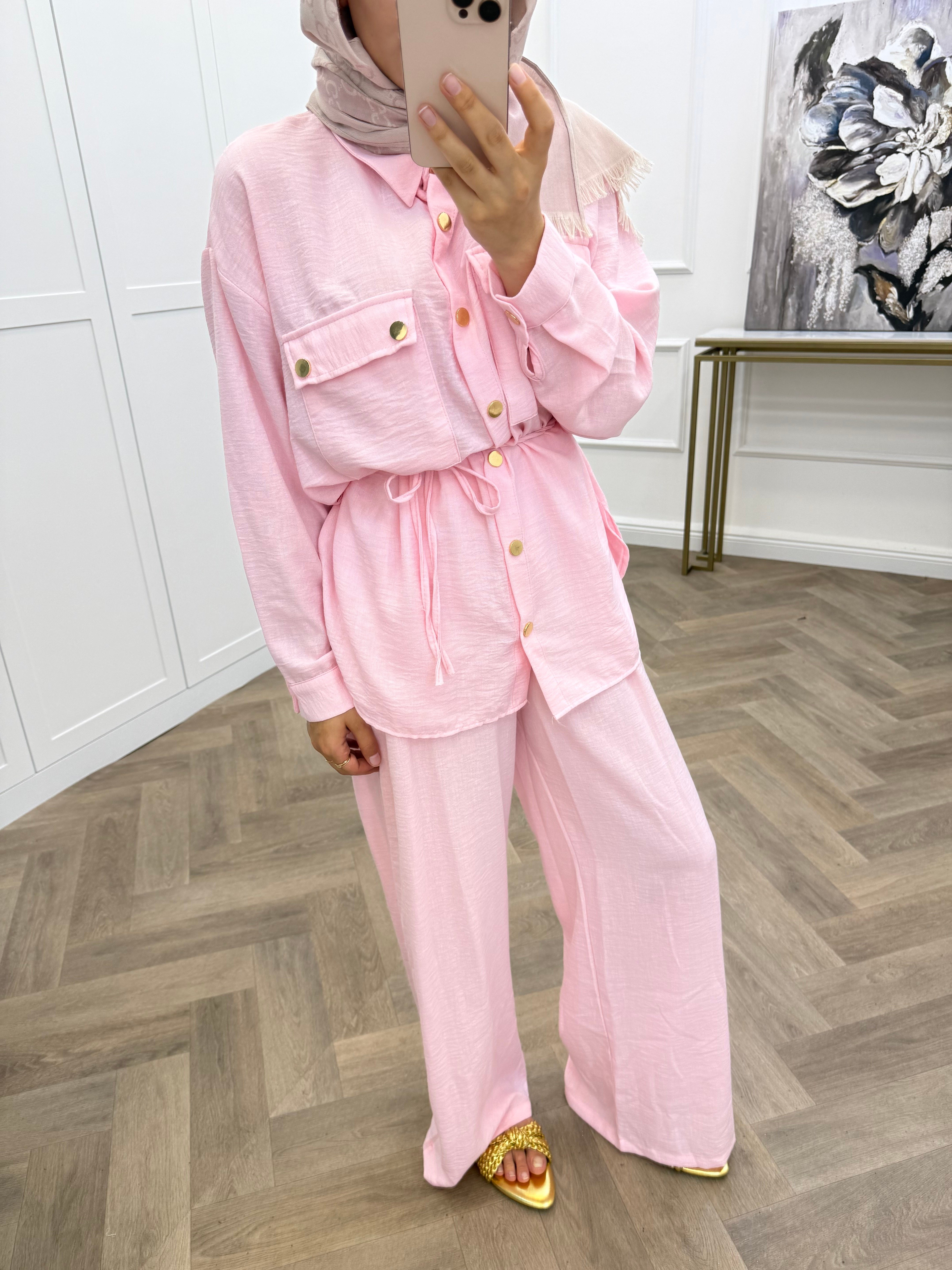 CHANEL PANTOLONLU TAKIM PEMBE 