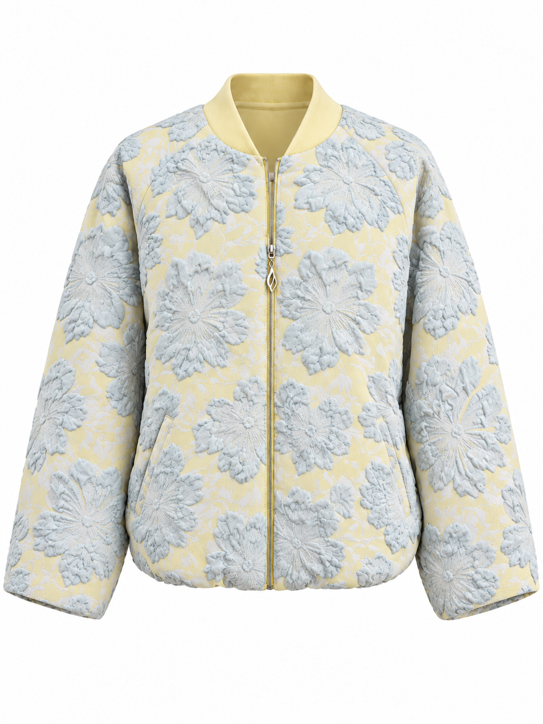 ÇİÇEKLİ BOMBER CEKET SARI