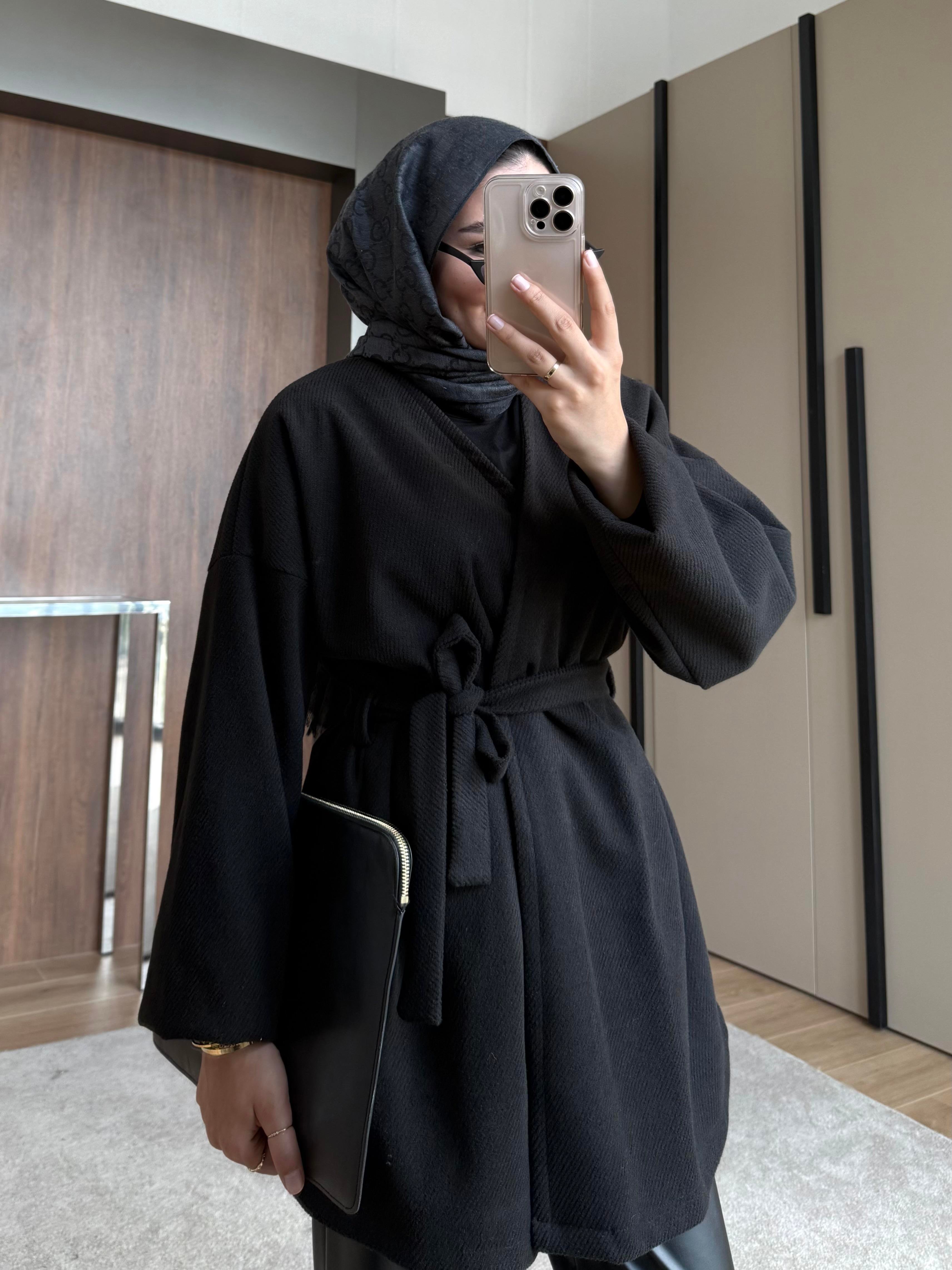 ÇİZGİLİ KAŞE CEKET SİYAH