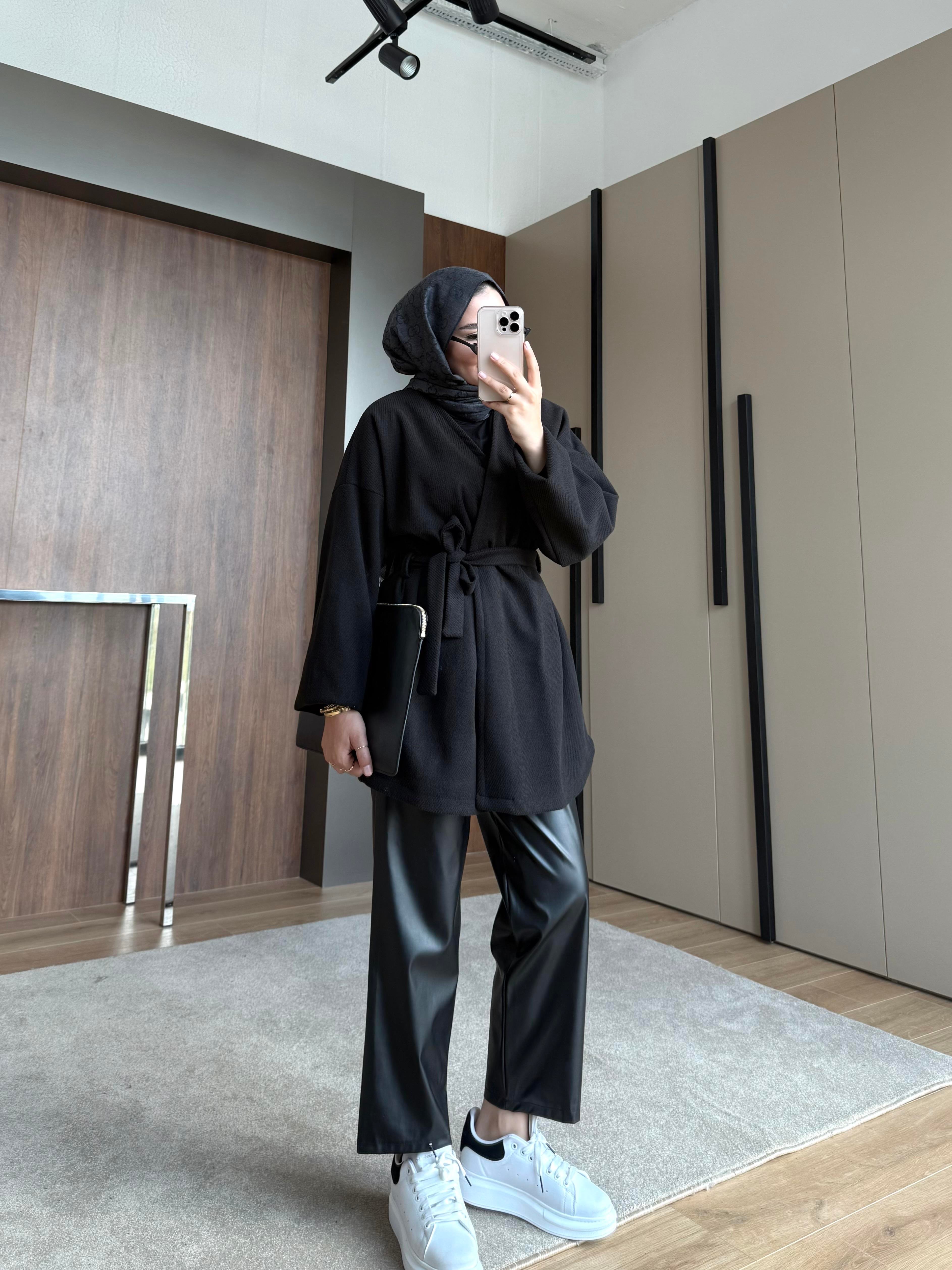 ÇİZGİLİ KAŞE CEKET SİYAH