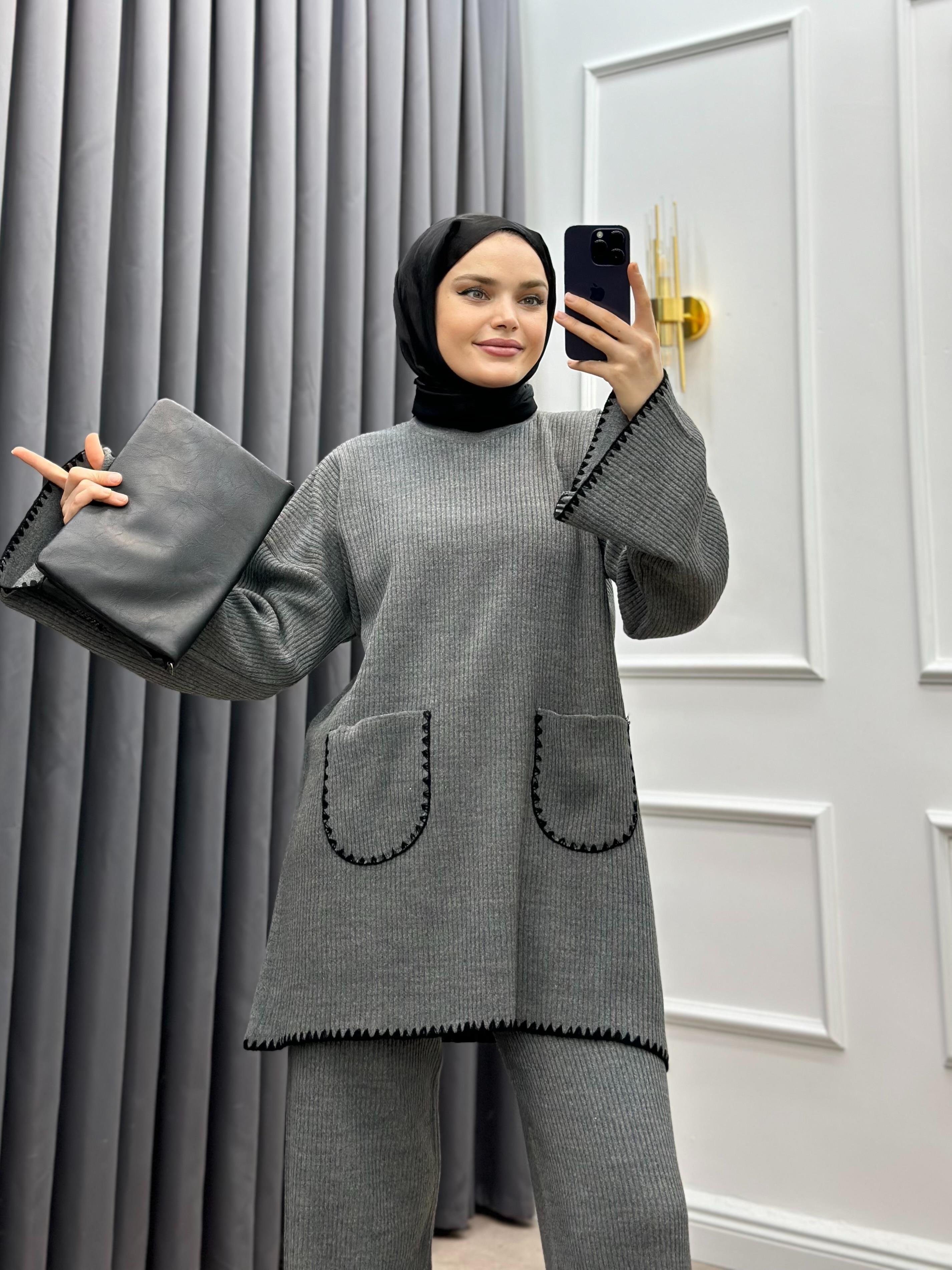 ÇOBAN DİKİŞLİ TRİKO TAKIM FÜME