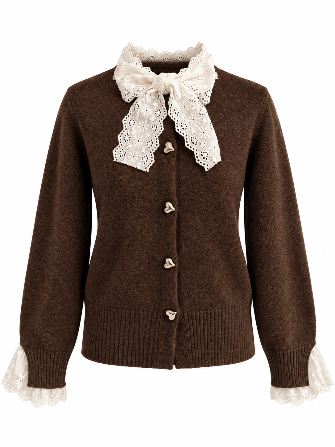 DANTEL FİYONK DETAY HIRKA KAHVE