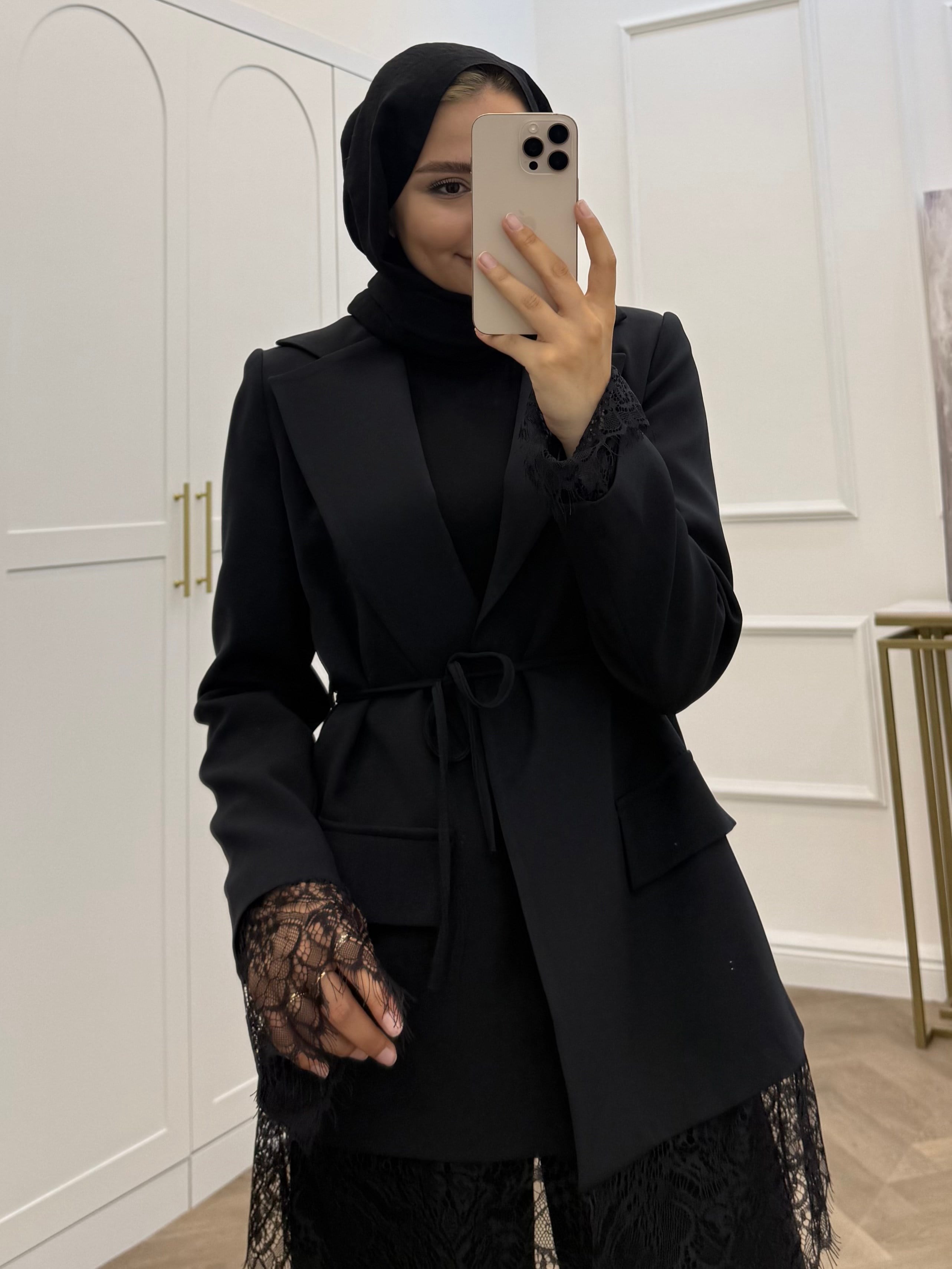DANTELLİ BLAZER CEKET SİYAH