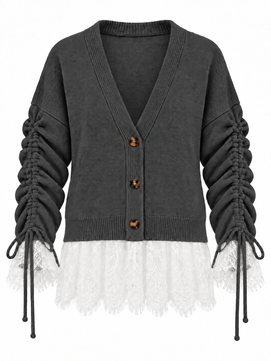 DANTELLİ TRİKO HIRKA ANTRASİT