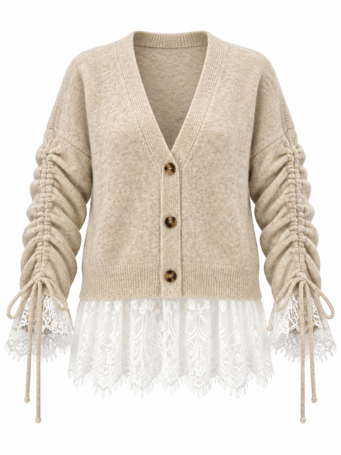 DANTELLİ TRİKO HIRKA BEJ