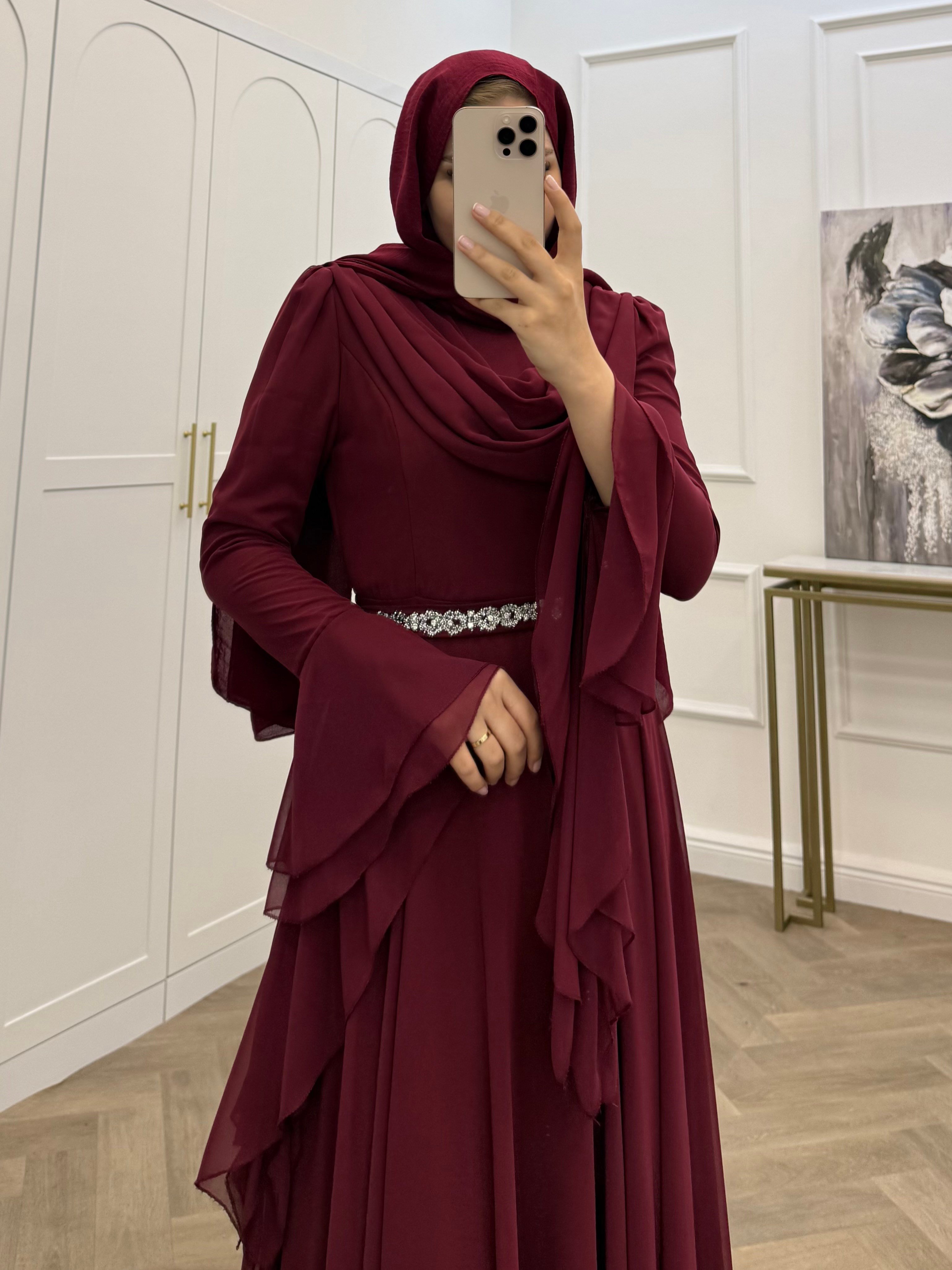 DEGAJE YAKA SARAY ABİYE BORDO