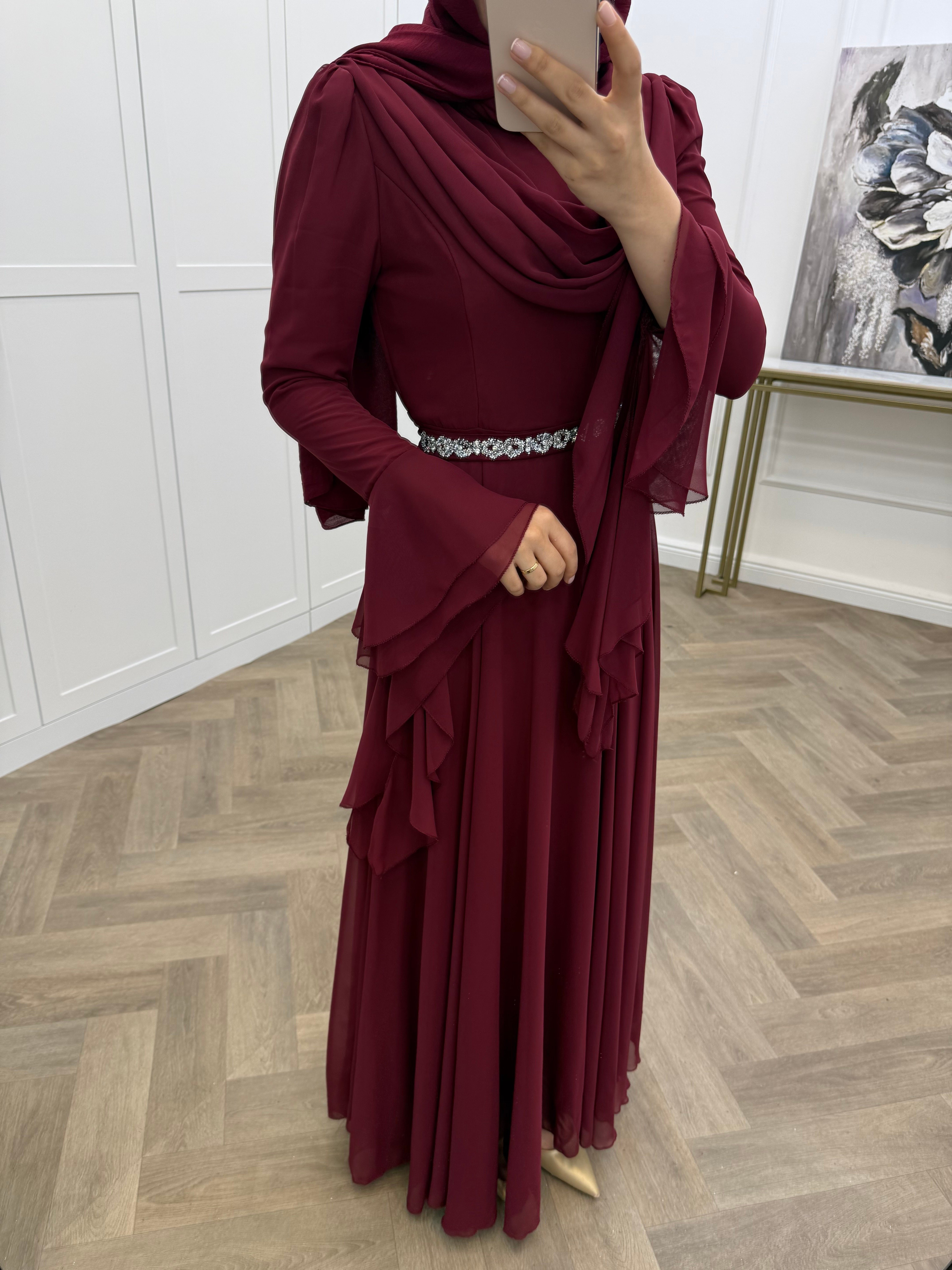 DEGAJE YAKA SARAY ABİYE BORDO