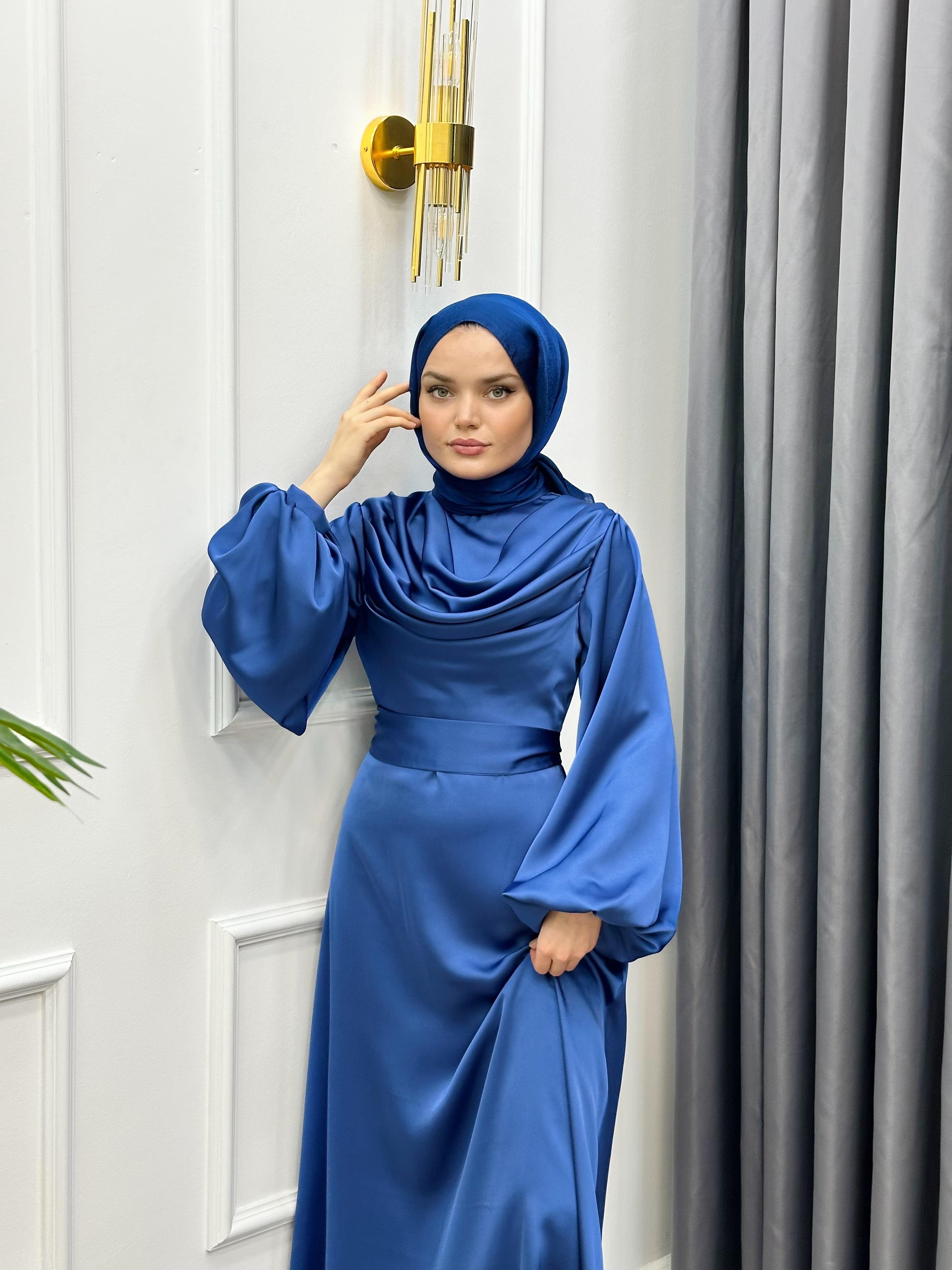 DEGAJELİ VOLVO ELBİSE GECE MAVİSİ