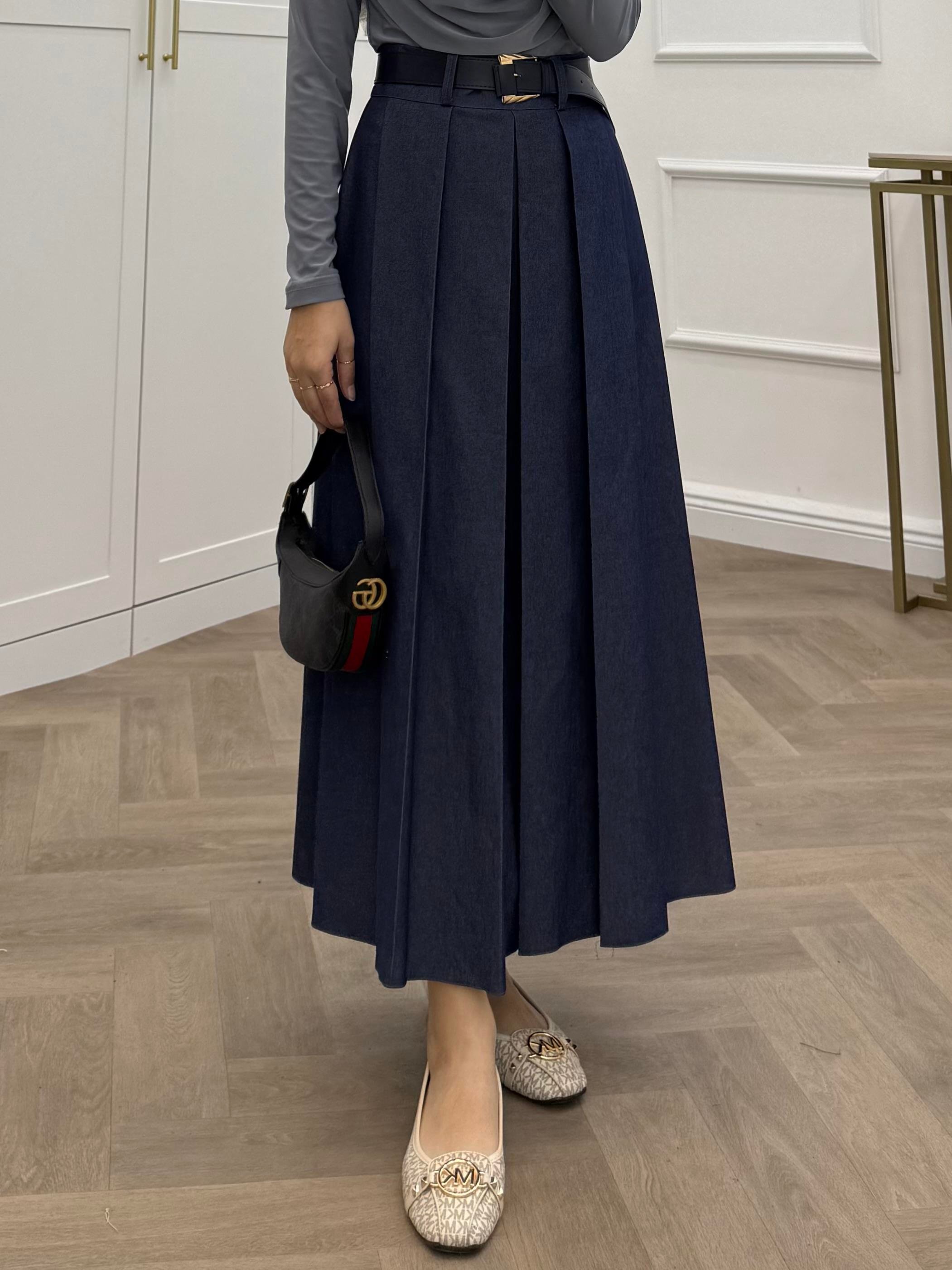 DENİM KEMERLİ ETEK 