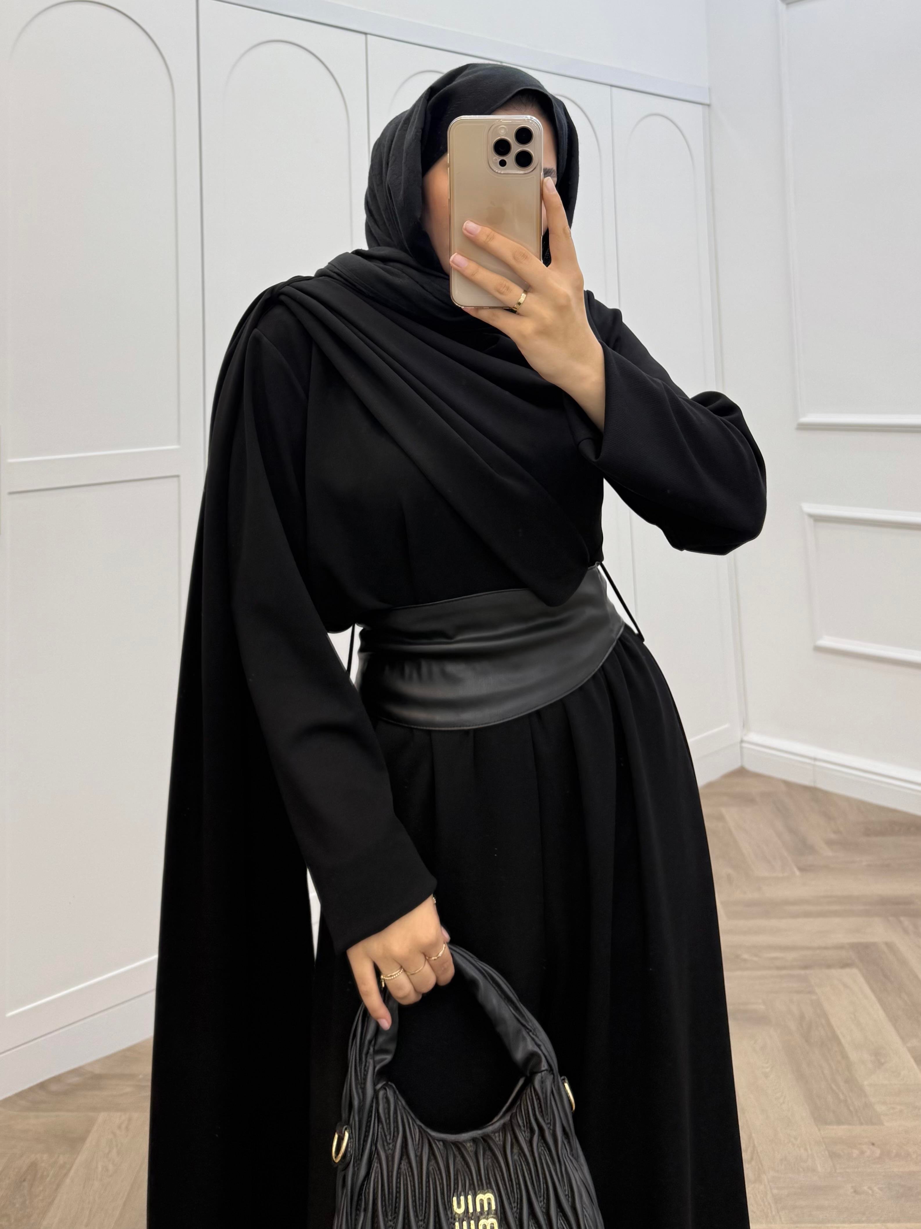 DERİ KEMERLİ PANTOLONLU TAKIM SİYAH