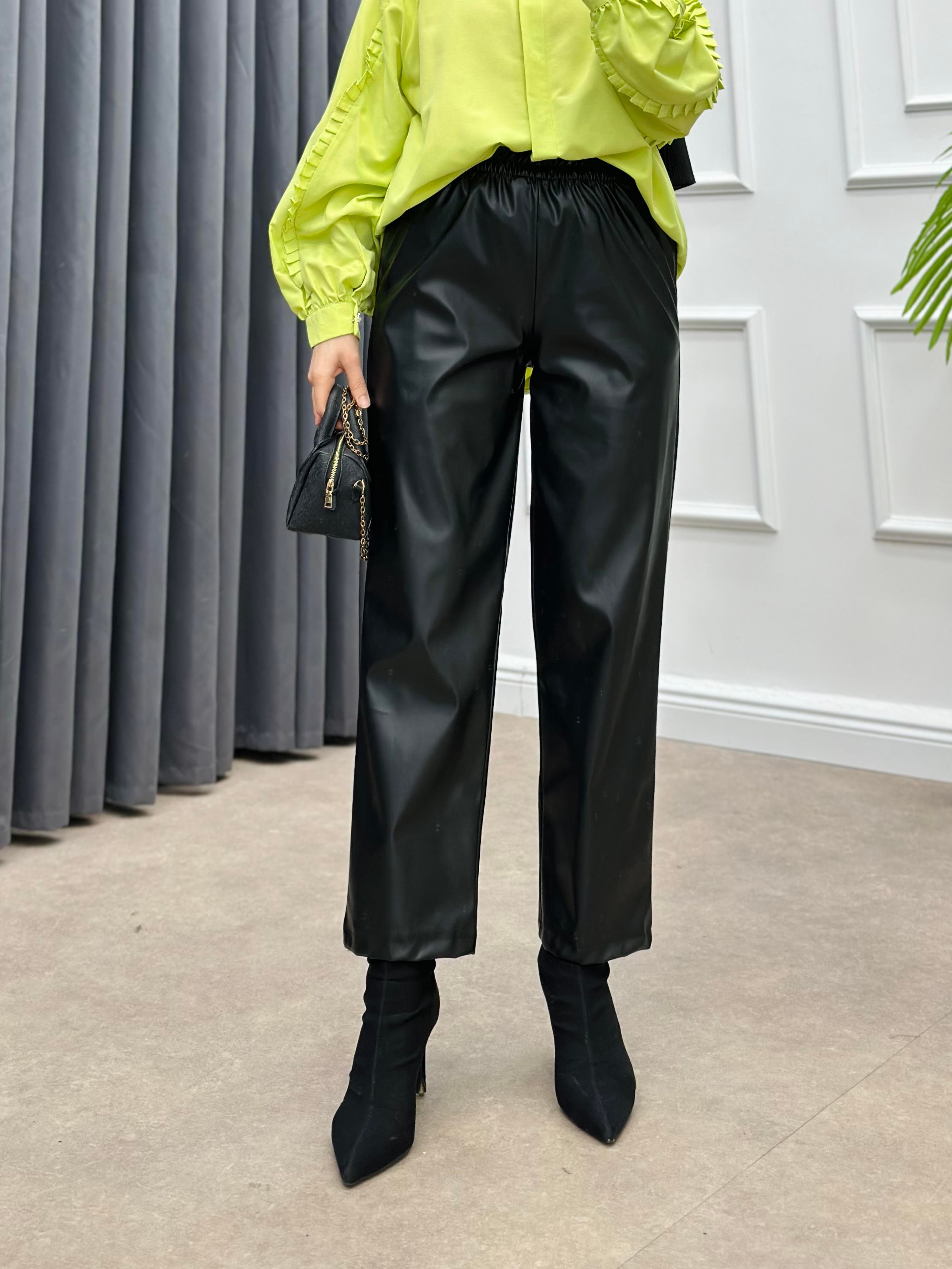 DERİ PANTOLON SİYAH