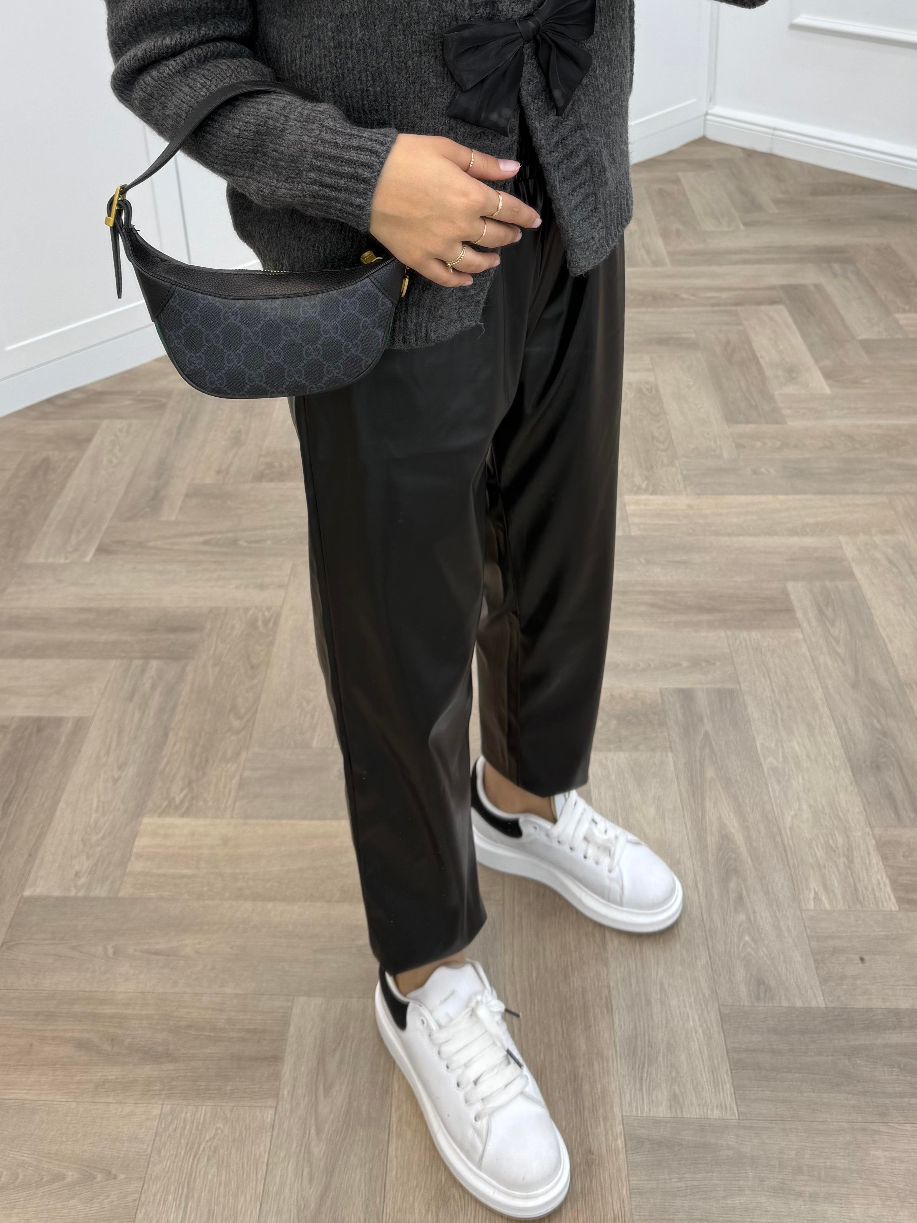 DERİ PANTOLON SİYAH