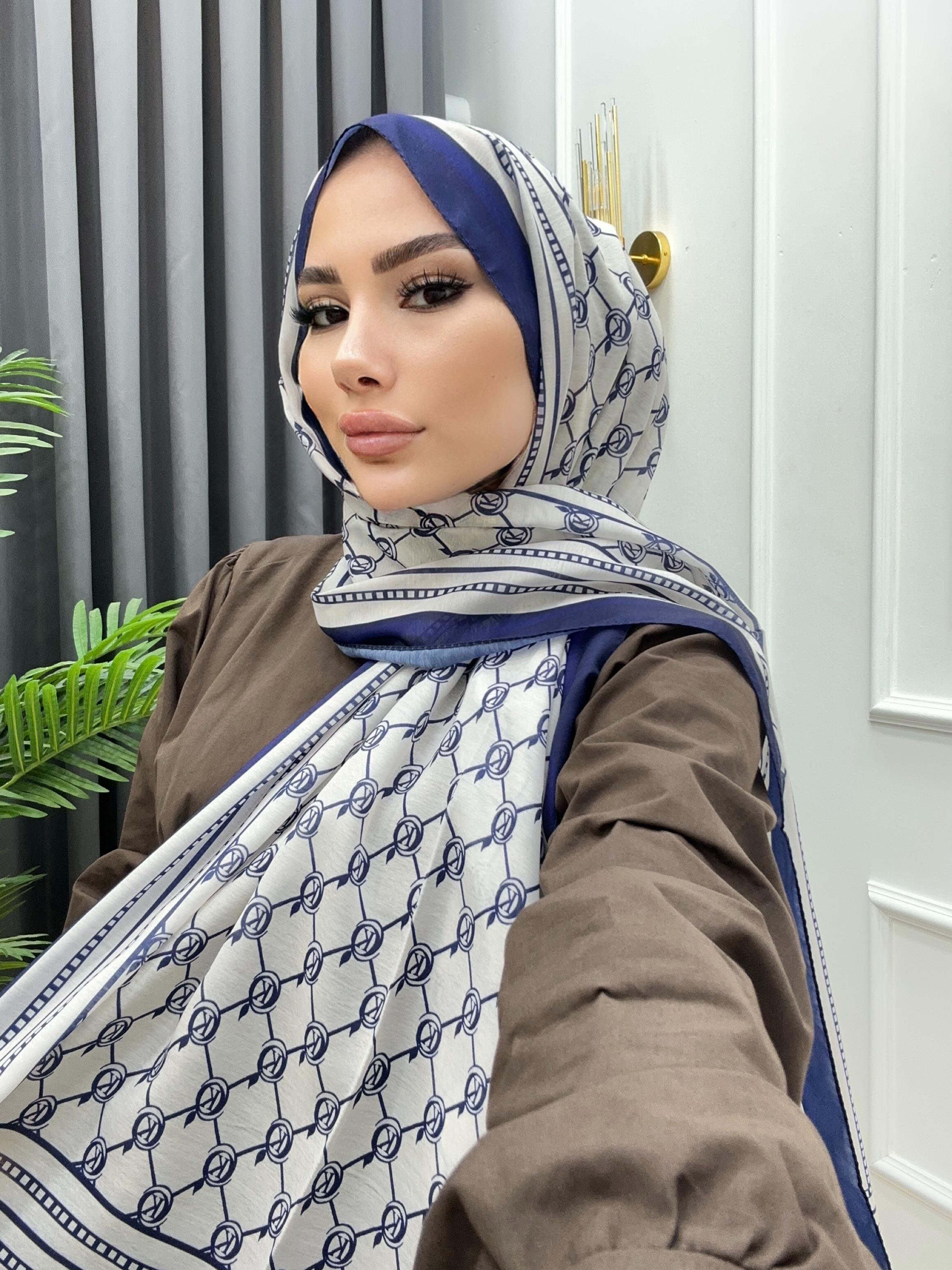 DİJİTAL BASKI ŞAL LACİVERT