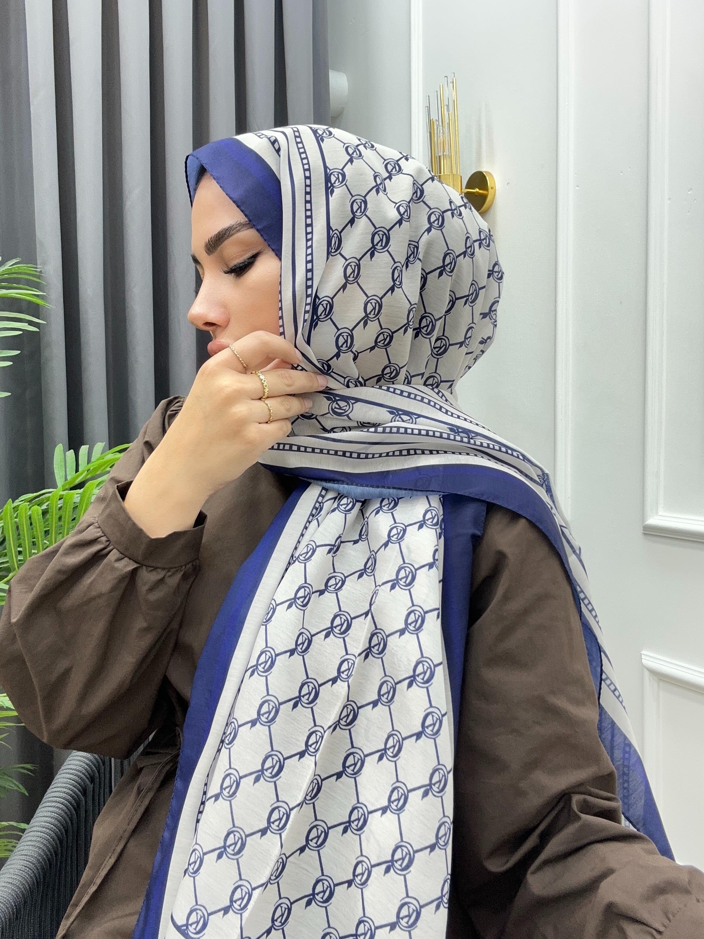 DİJİTAL BASKI ŞAL LACİVERT