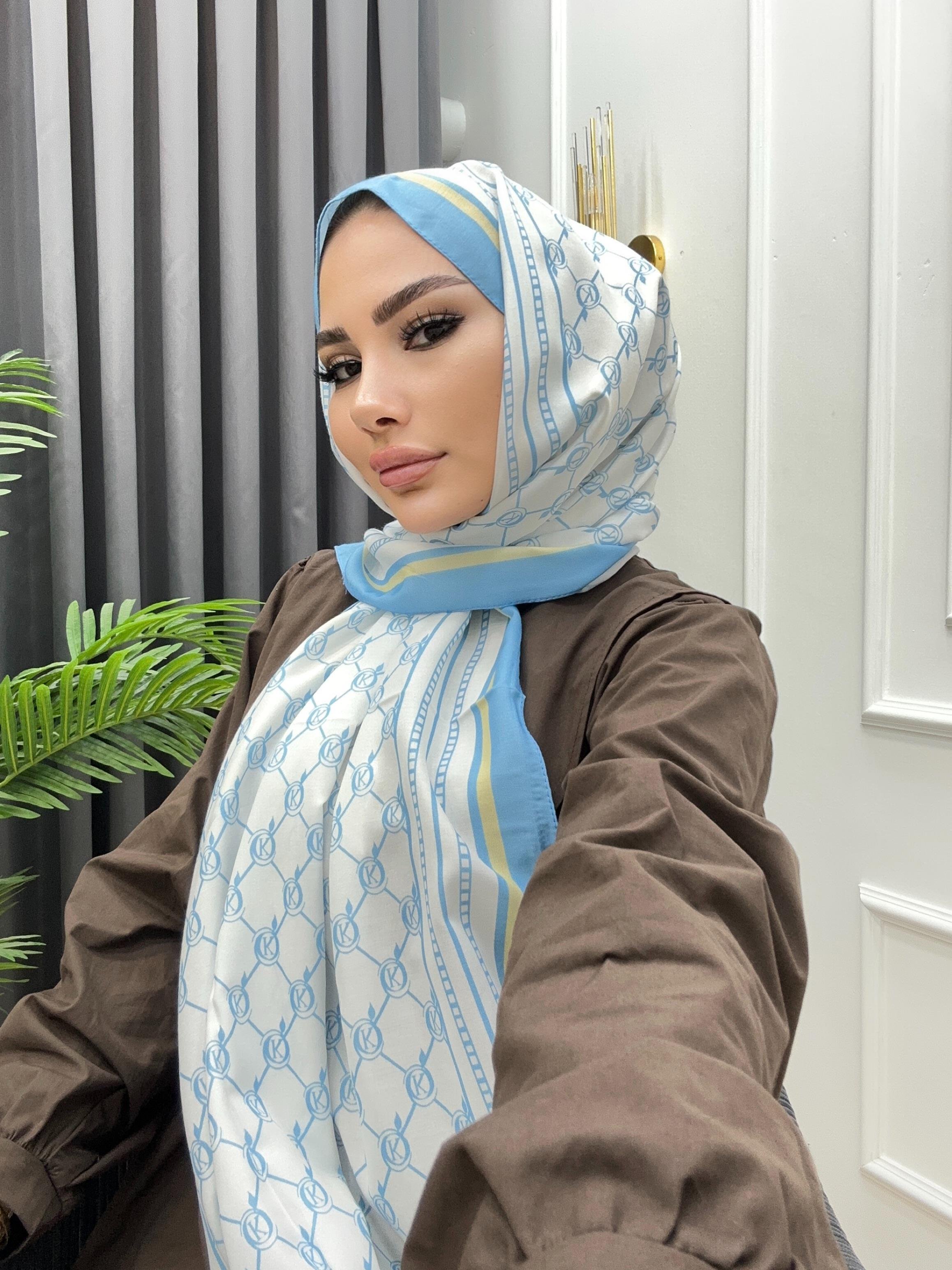 DİJİTAL BASKI ŞAL MAVİ