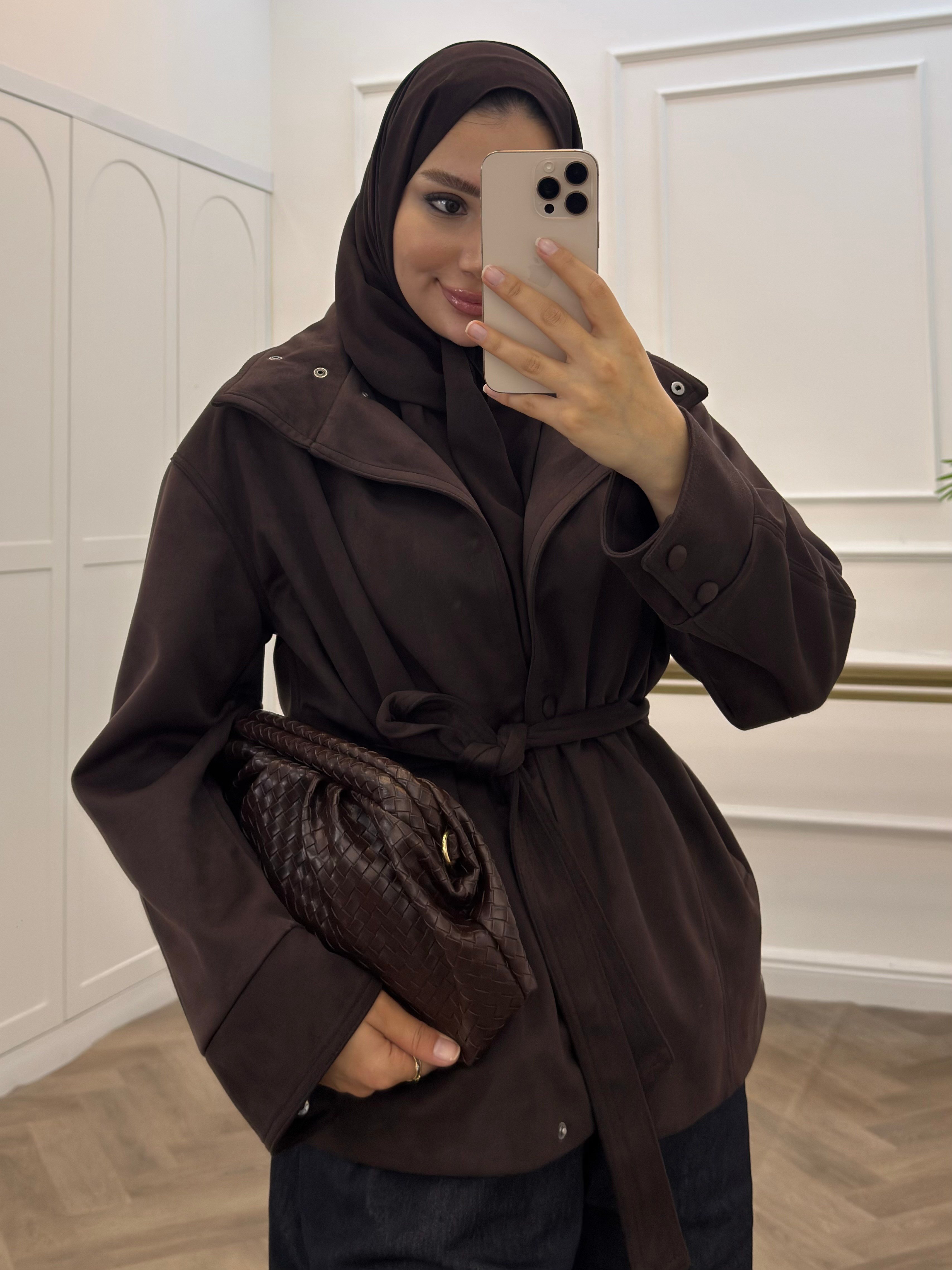 DİK YAKA SÜET CEKET KAHVE