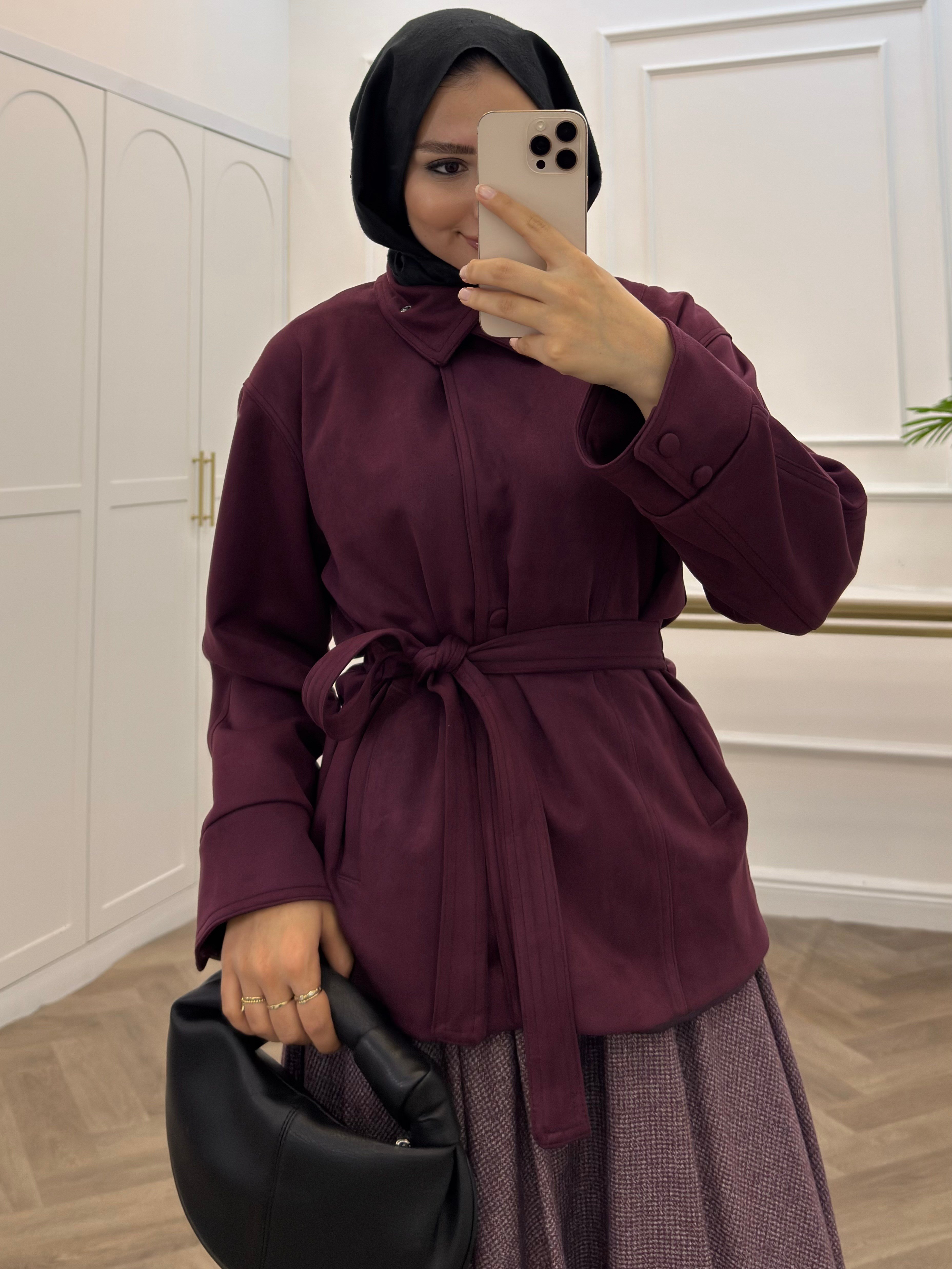 DİK YAKA SÜET CEKET  MÜRDÜM