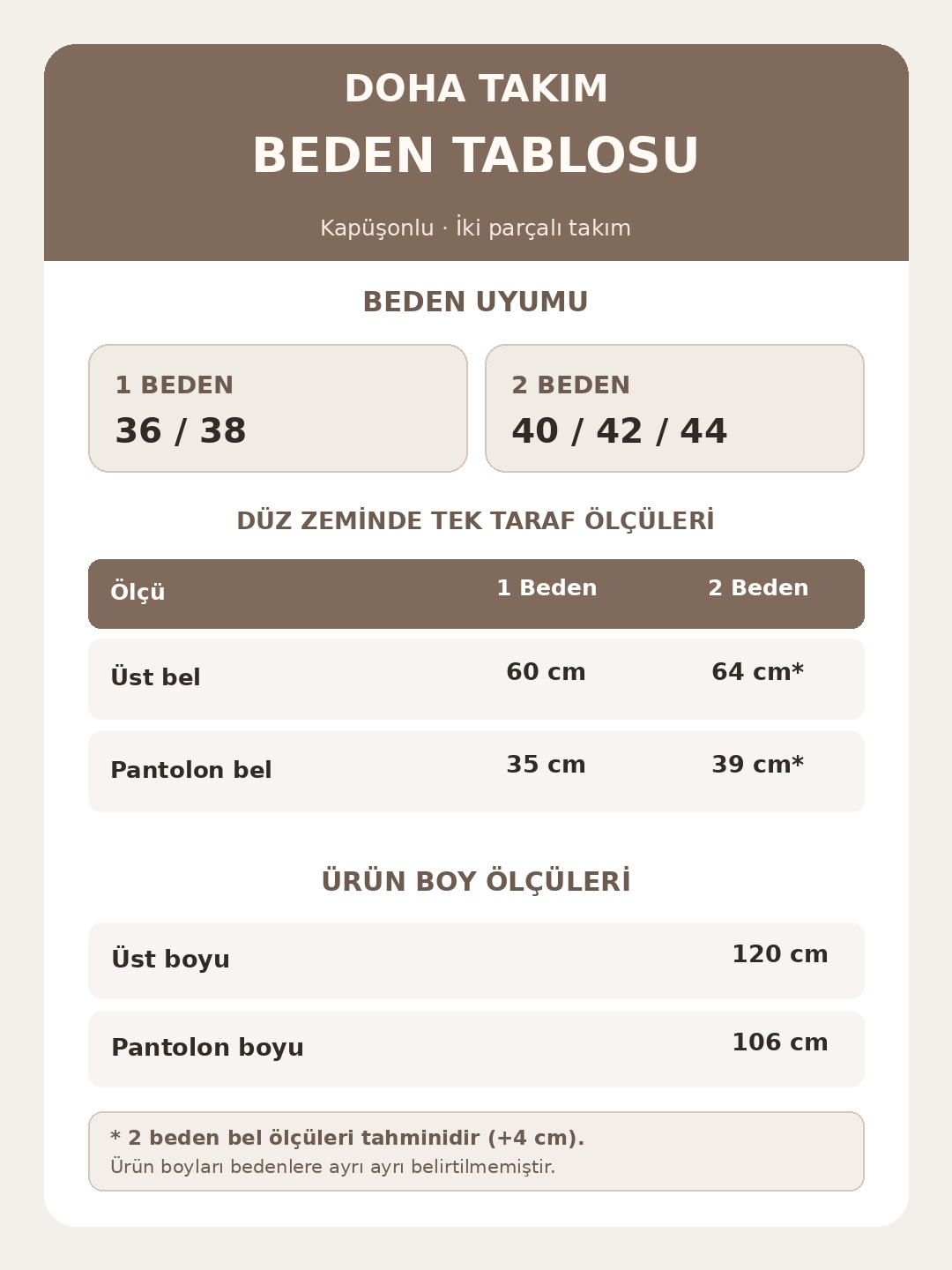 DOHA KAPÜŞONLU ŞARDONSUZ TAKIM KAHVE