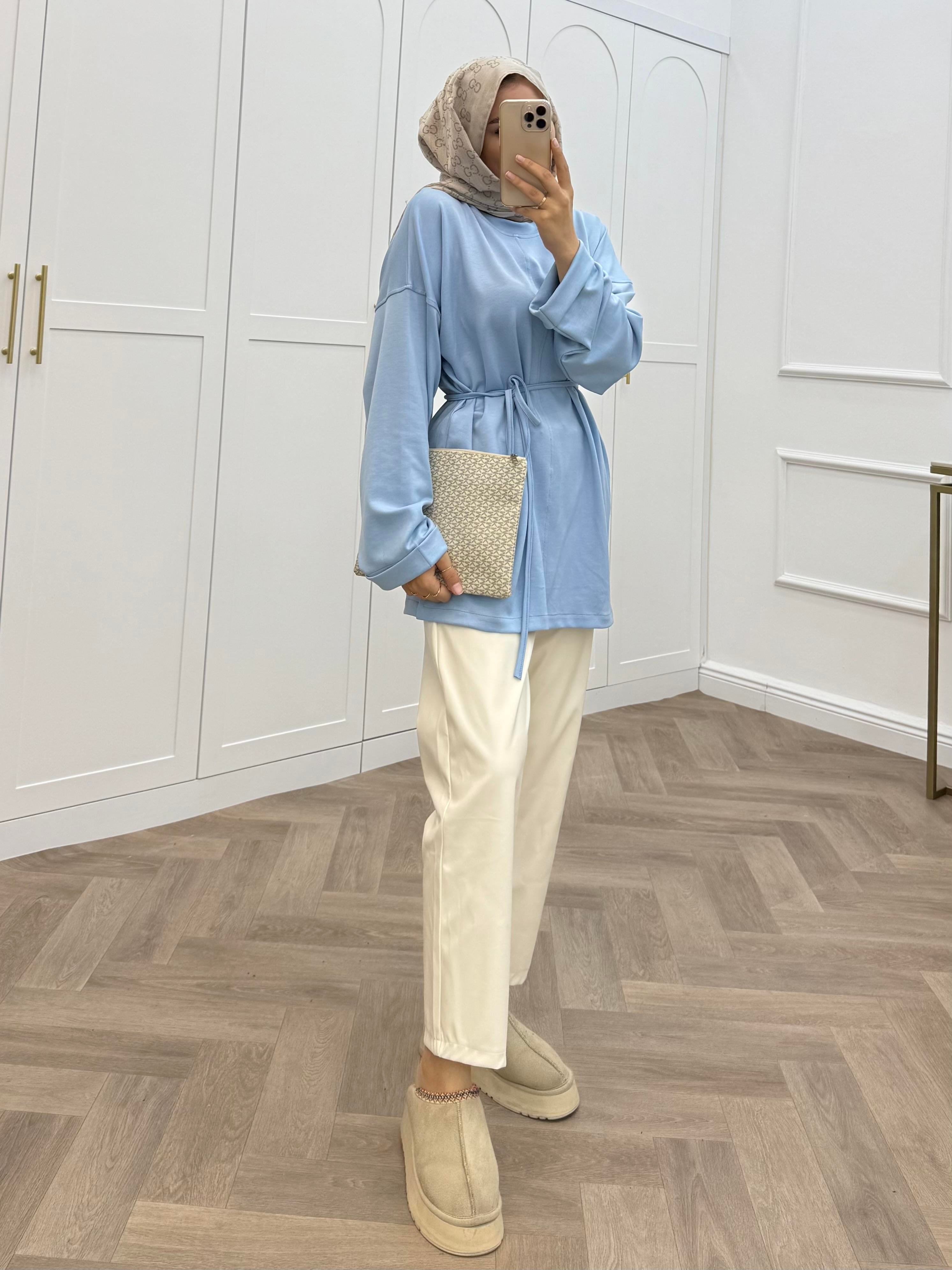 DUBLE KOL TUNİK BEBE MAVİSİ