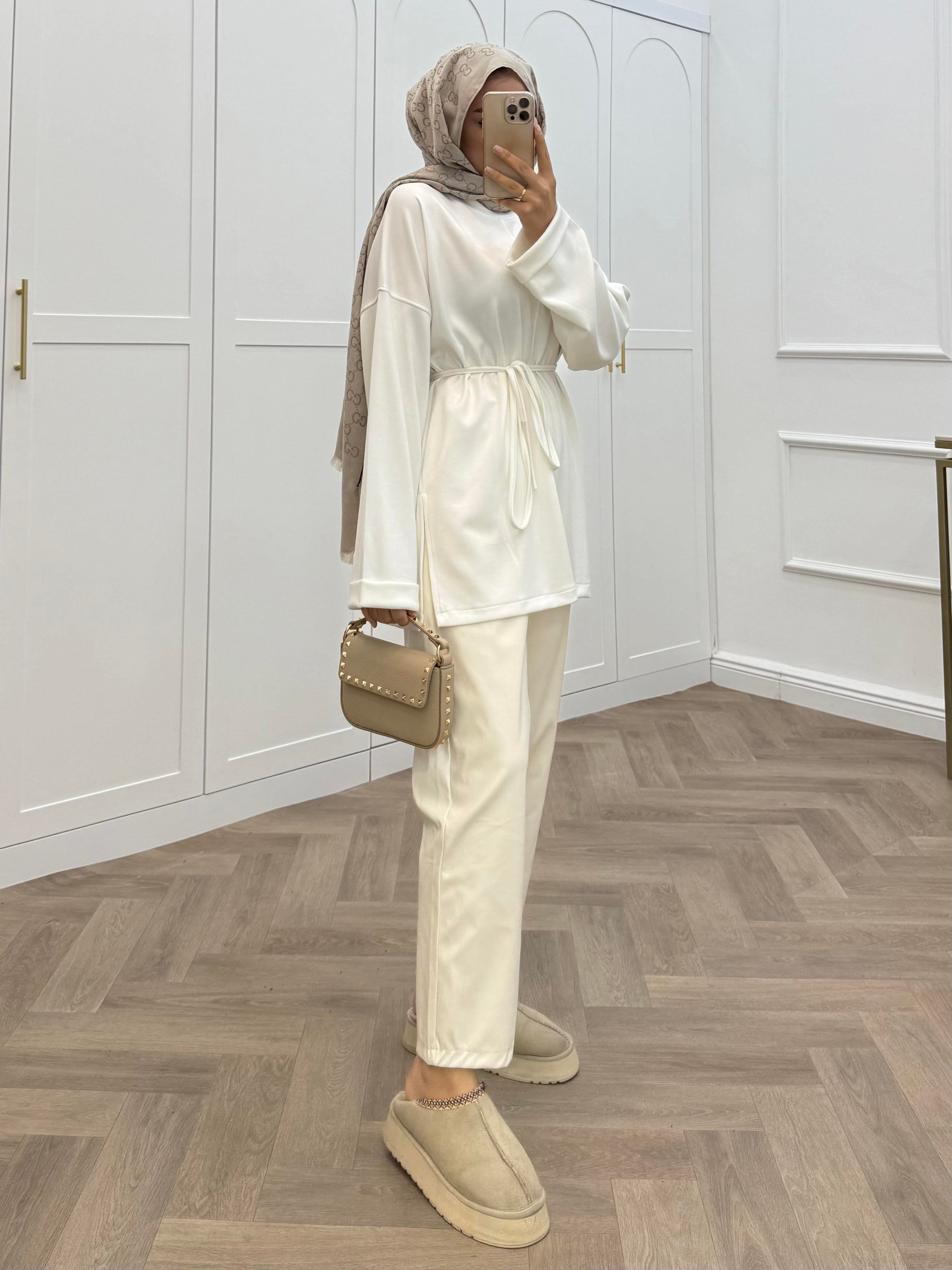 DUBLE KOL TUNİK BEYAZ