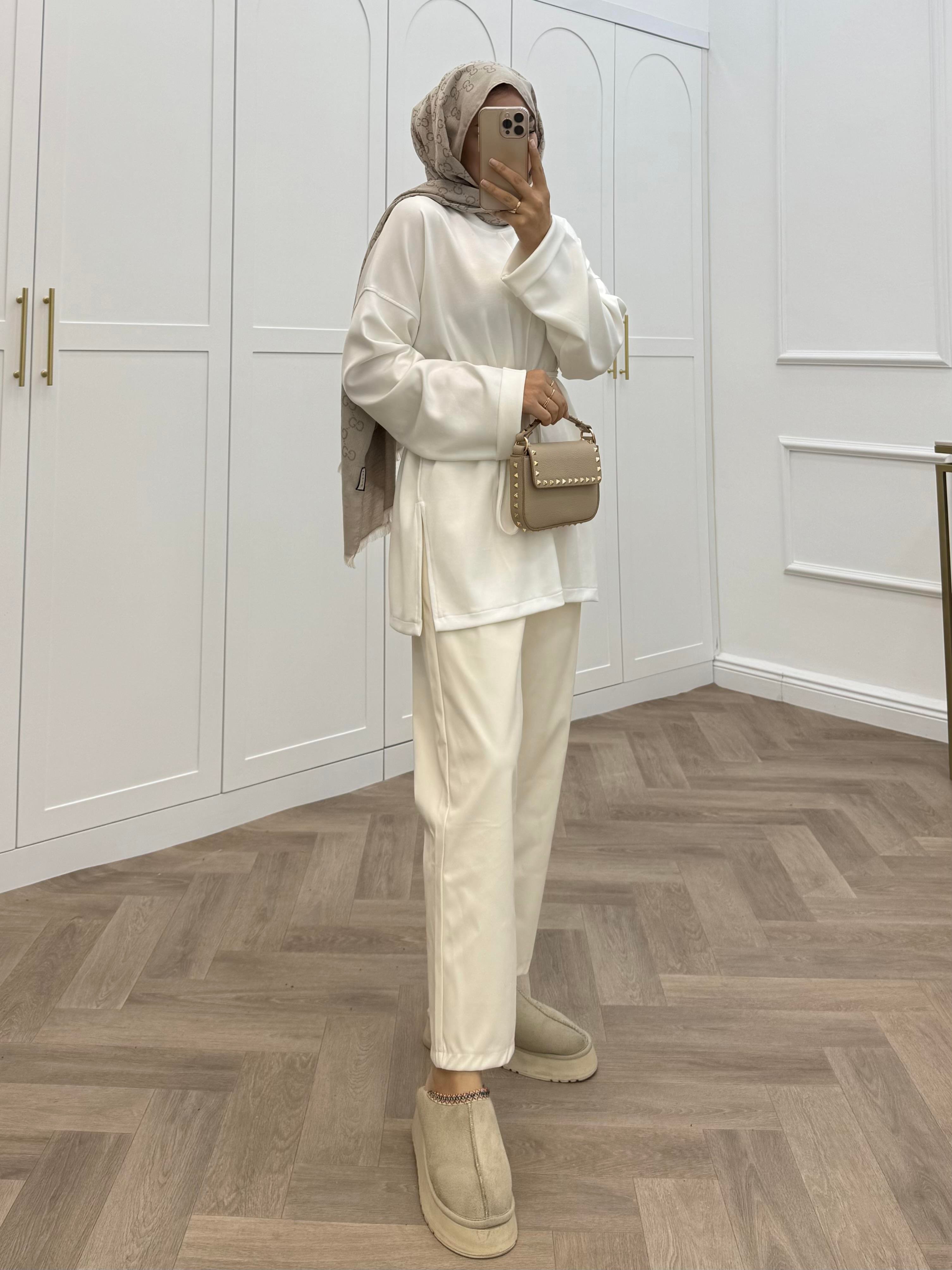 DUBLE KOL TUNİK BEYAZ