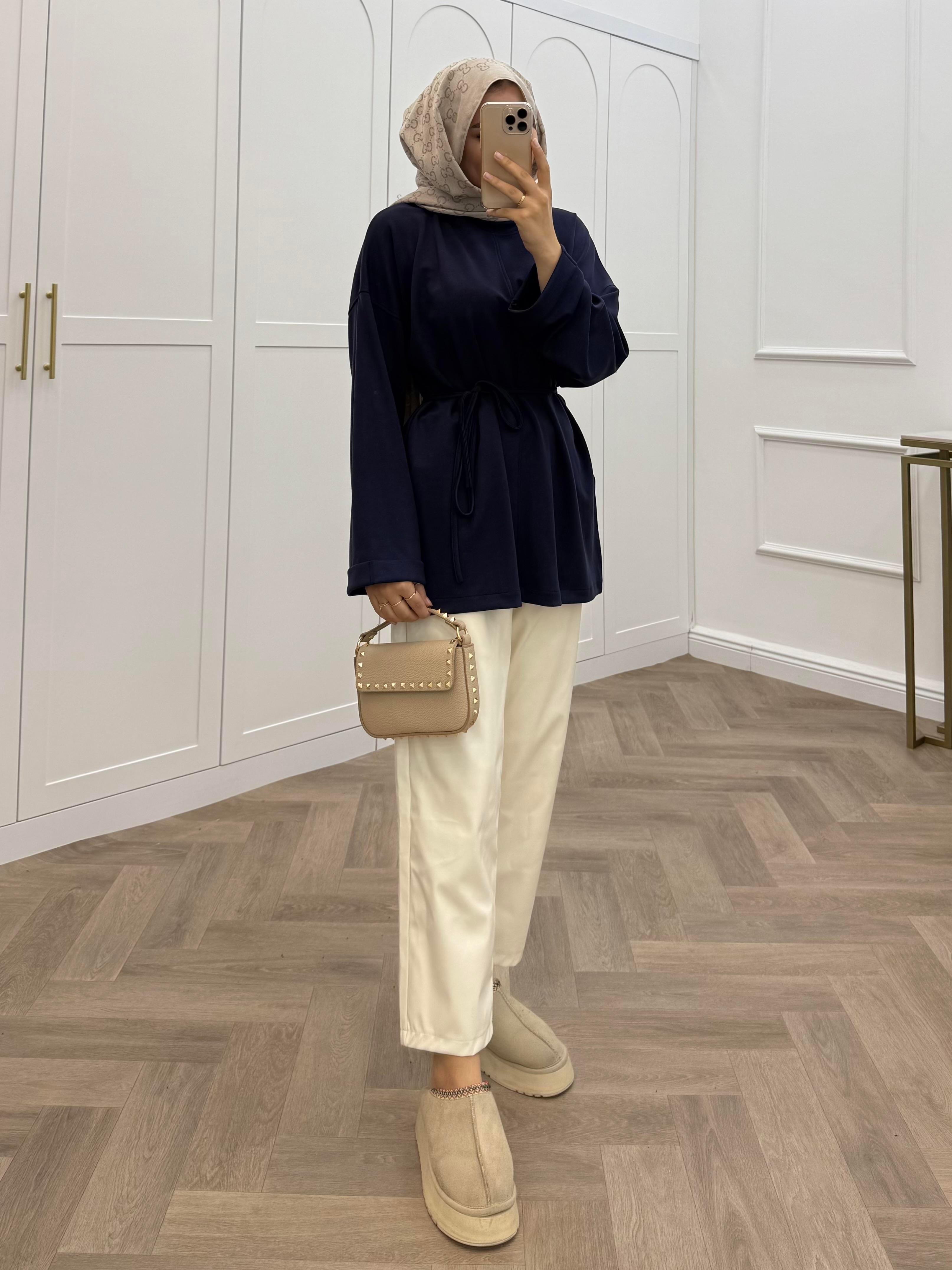 DUBLE KOL TUNİK LACİVERT