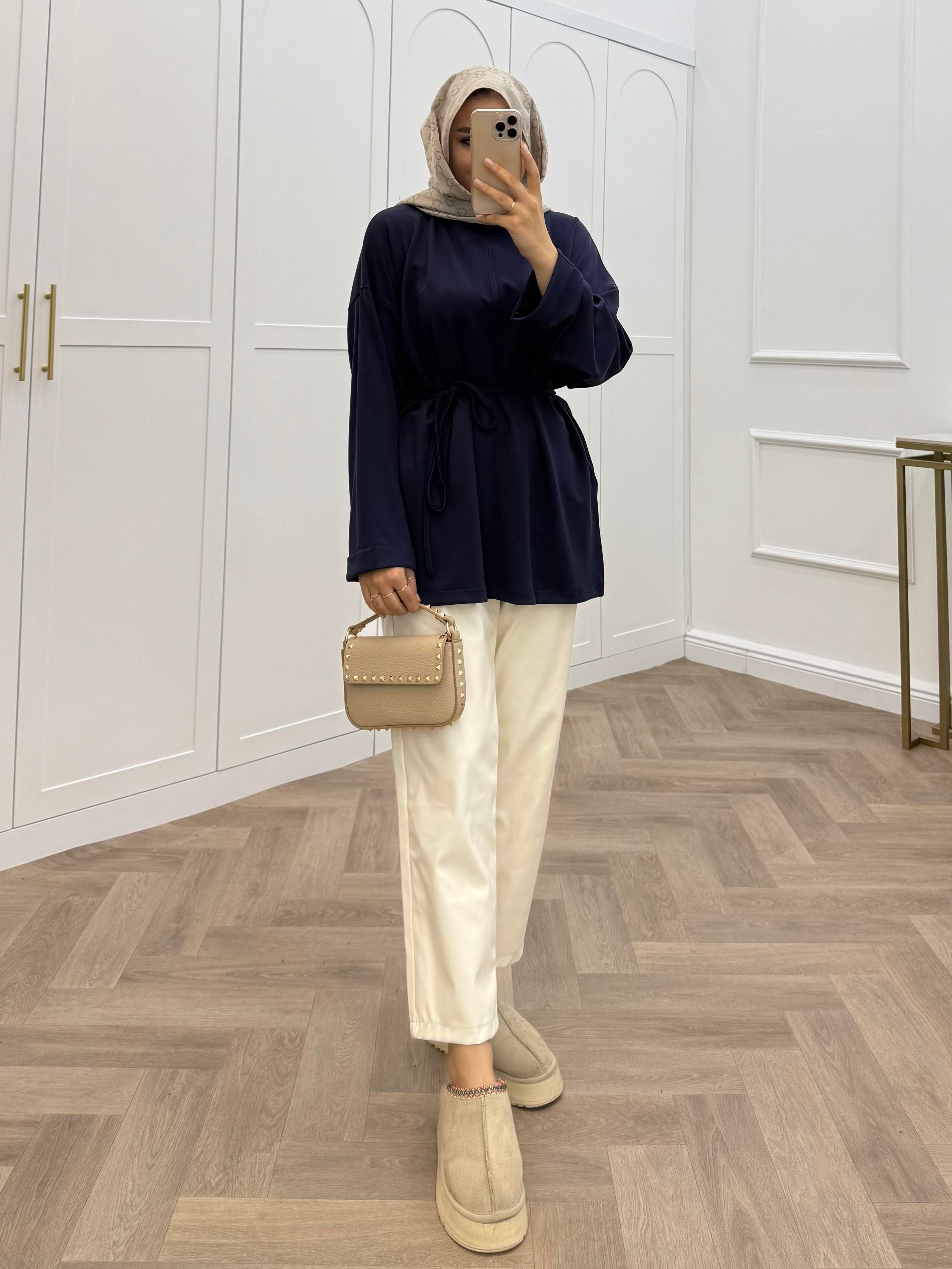 DUBLE KOL TUNİK LACİVERT