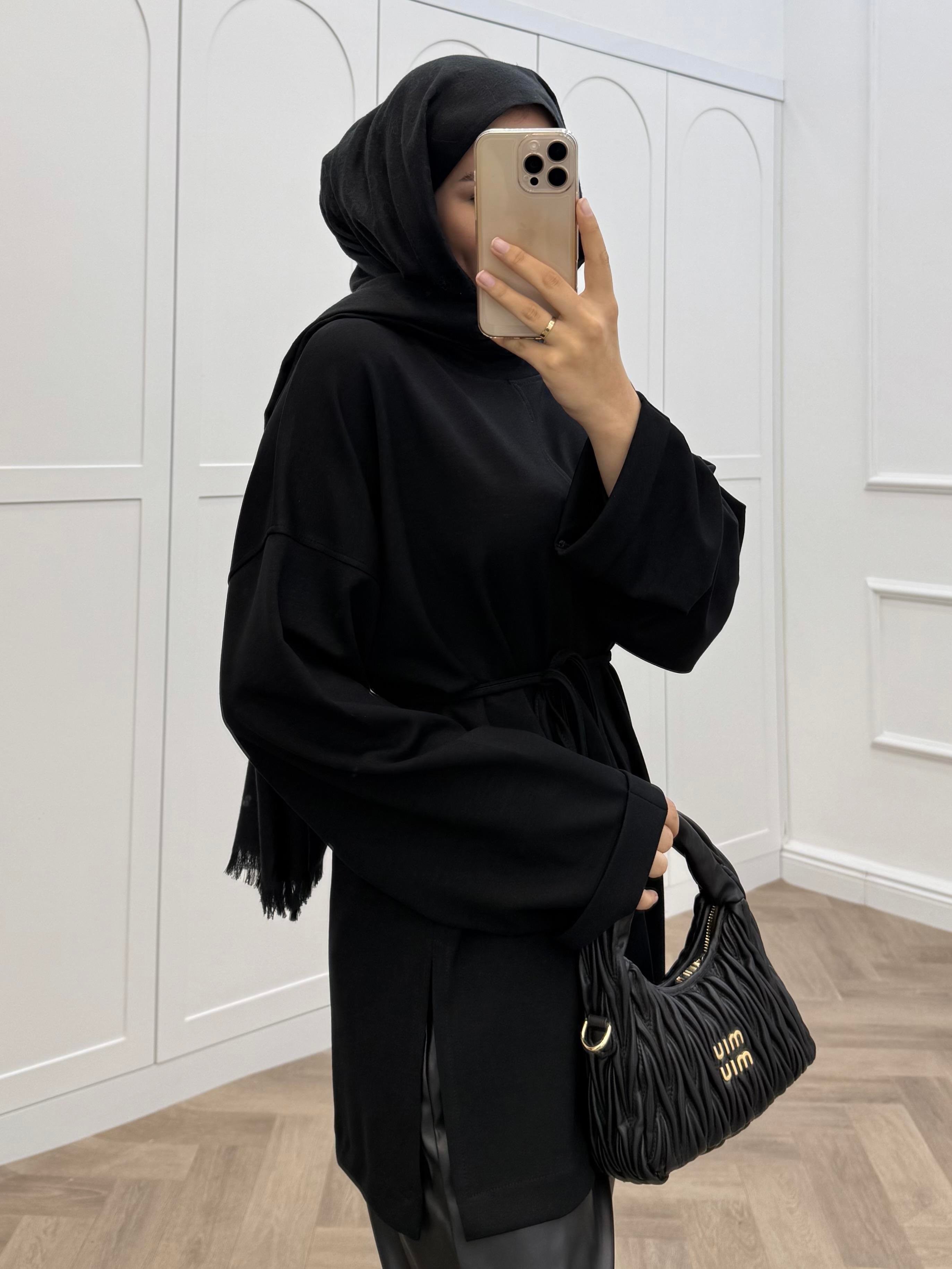 DUBLE KOL TUNİK SİYAH