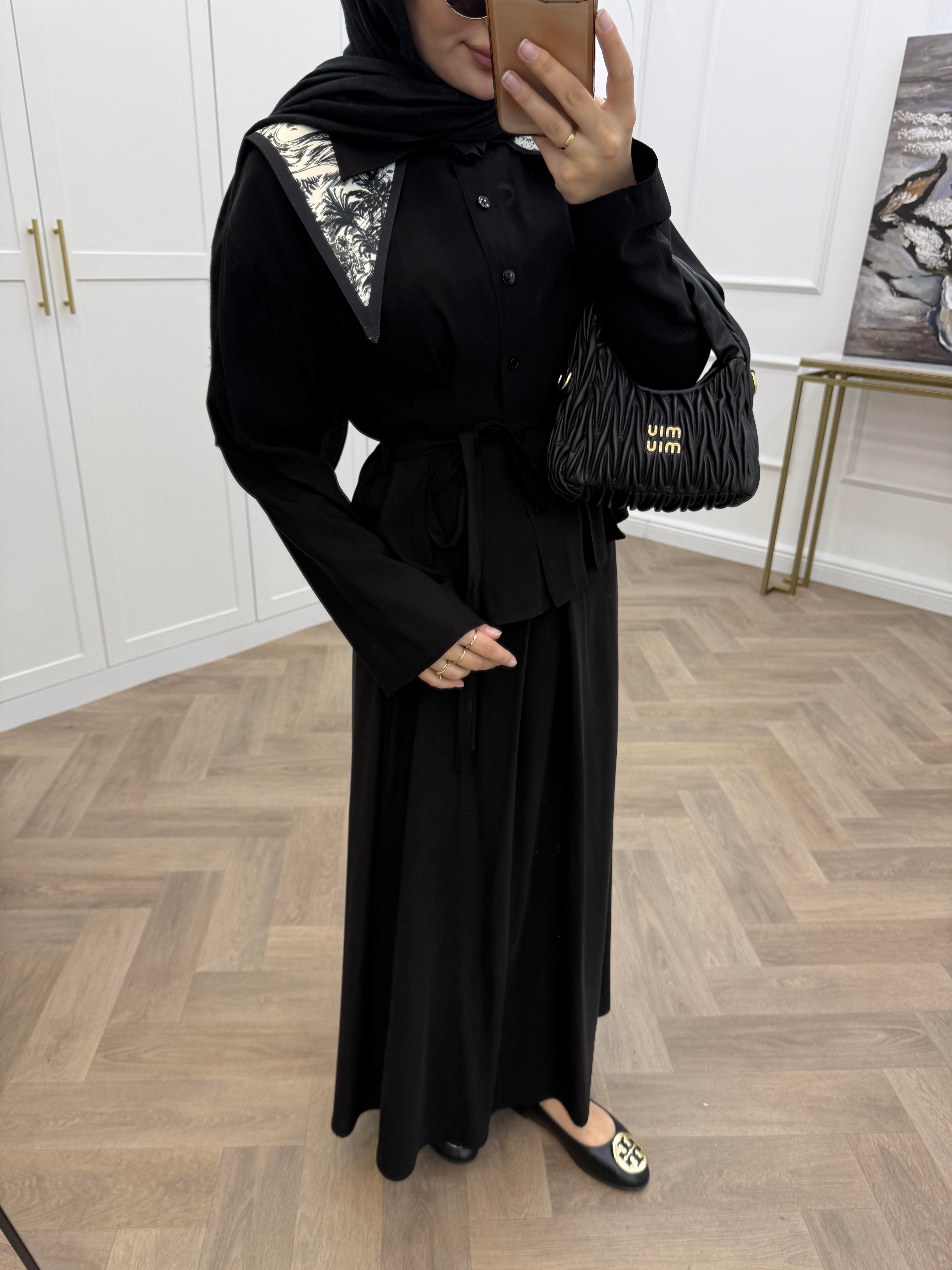 DÜĞMELİ BASİC MODAL ETEKLİ TAKIM SİYAH