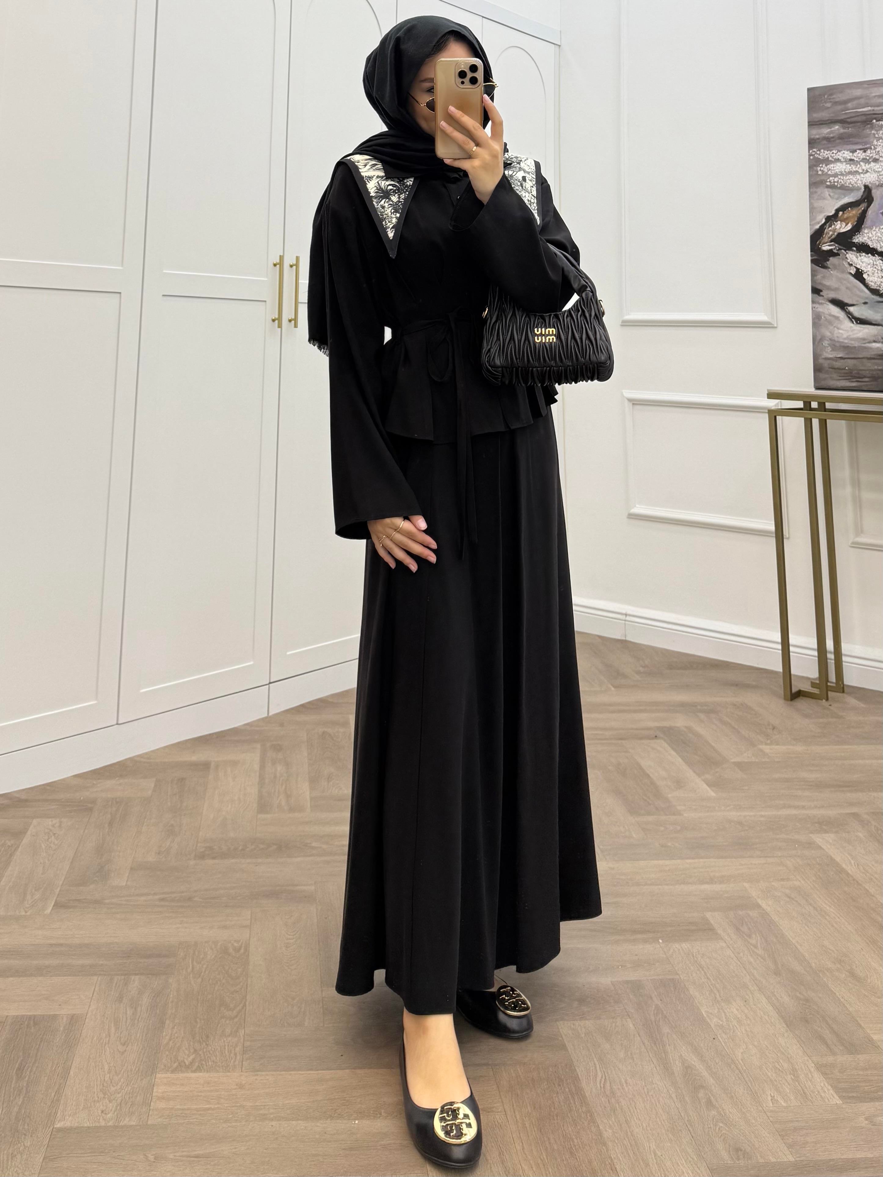 DÜĞMELİ BASİC MODAL ETEKLİ TAKIM SİYAH