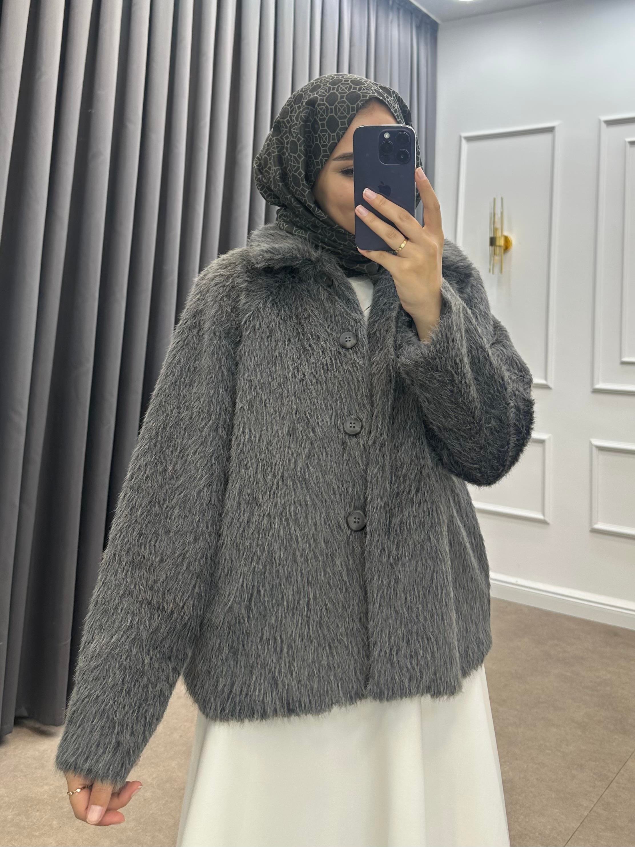 DÜĞMELİ KÜRK ANTRASİT