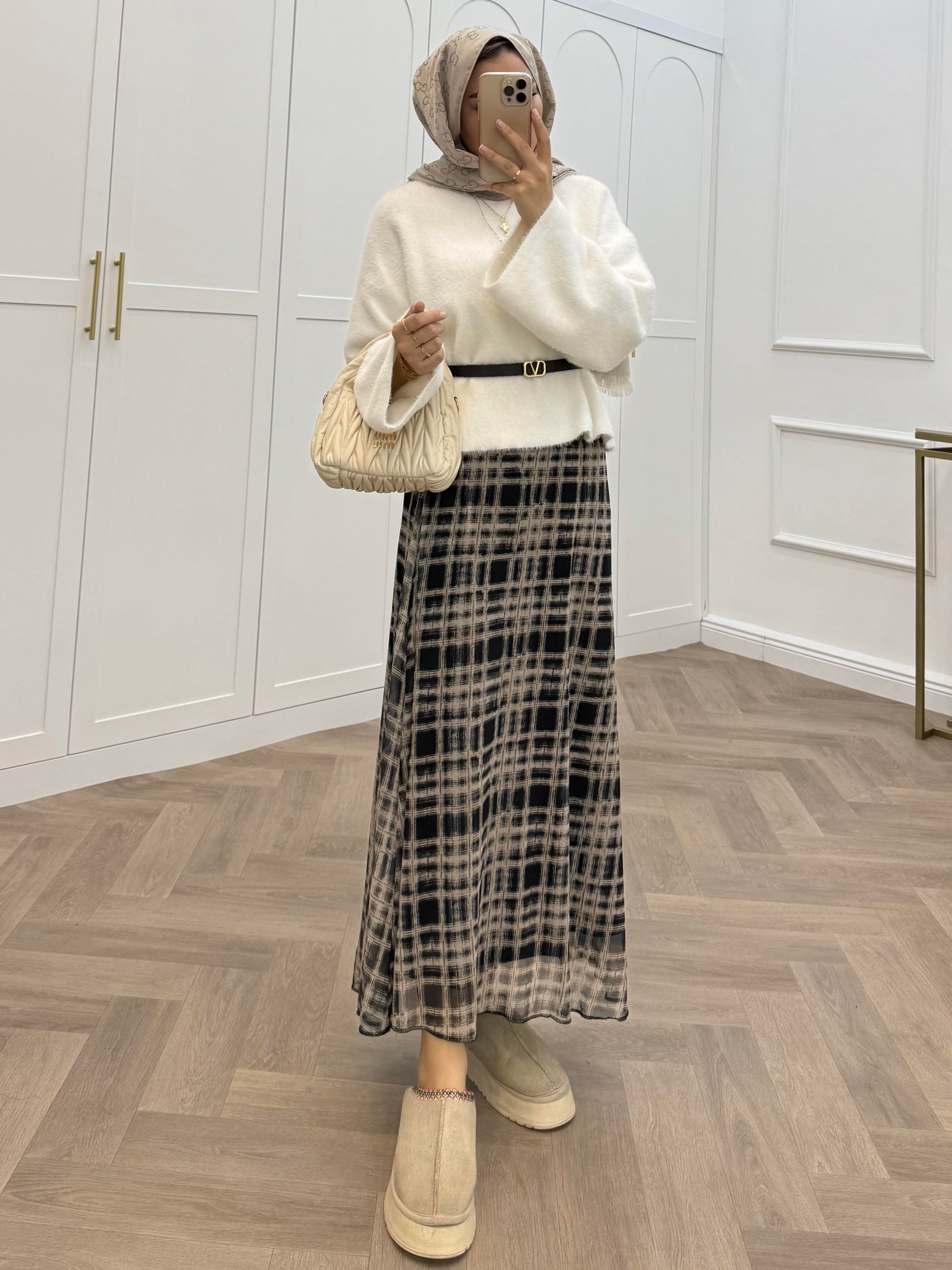 EKOSE ŞİFON ETEK BEJ