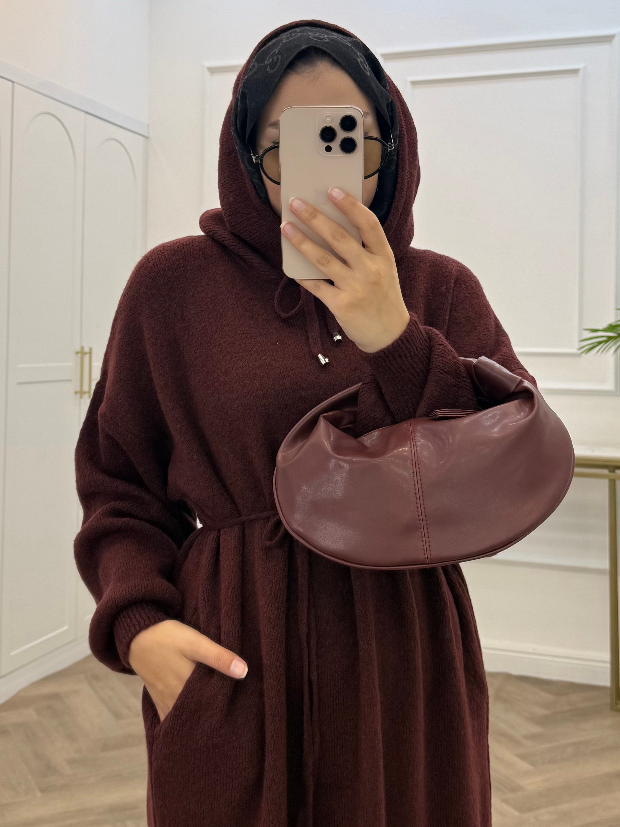 ELENİ YUMOŞ ELBİSE BORDO