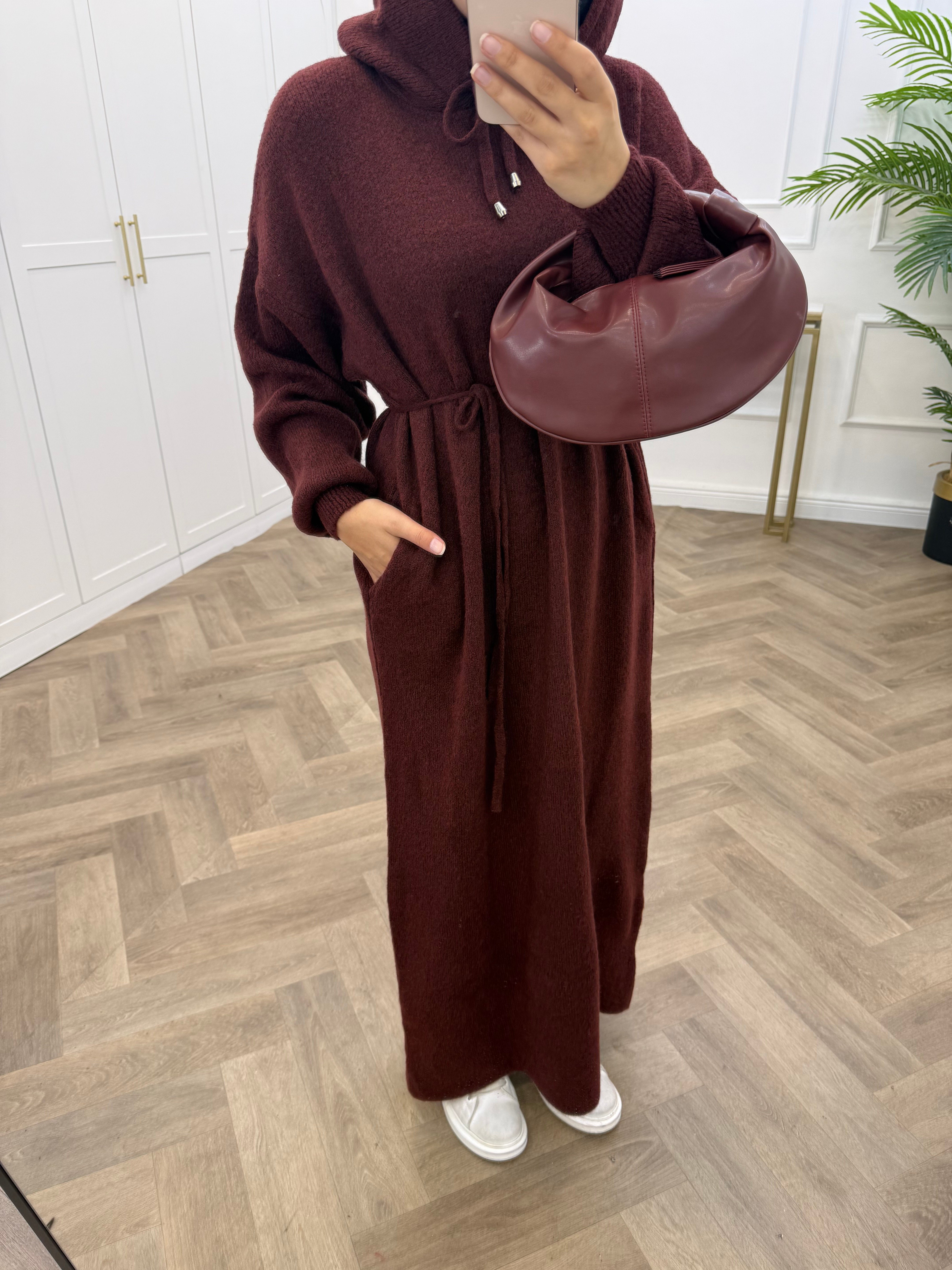ELENİ YUMOŞ ELBİSE BORDO